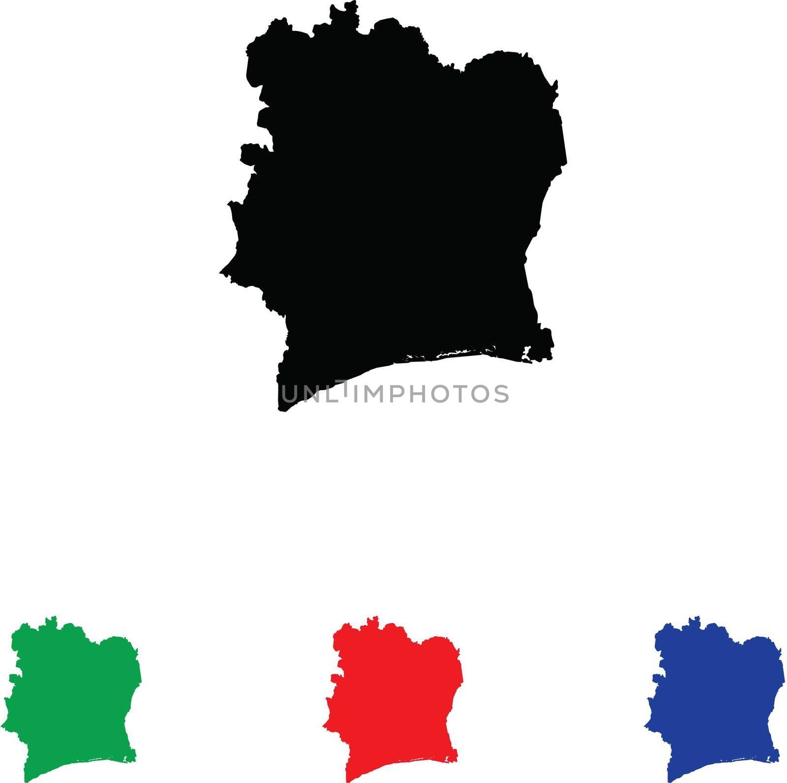 Cote Divoire Icon Illustration with Four Color Variations