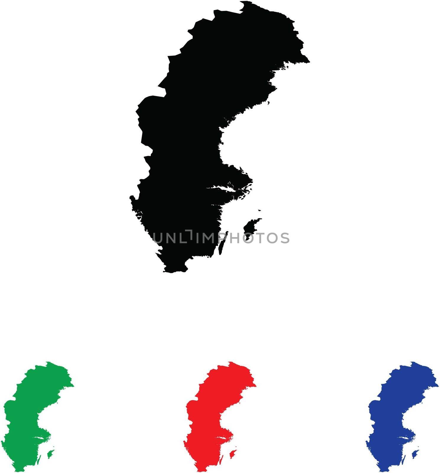 Sweden Icon Illustration with Four Color Variations