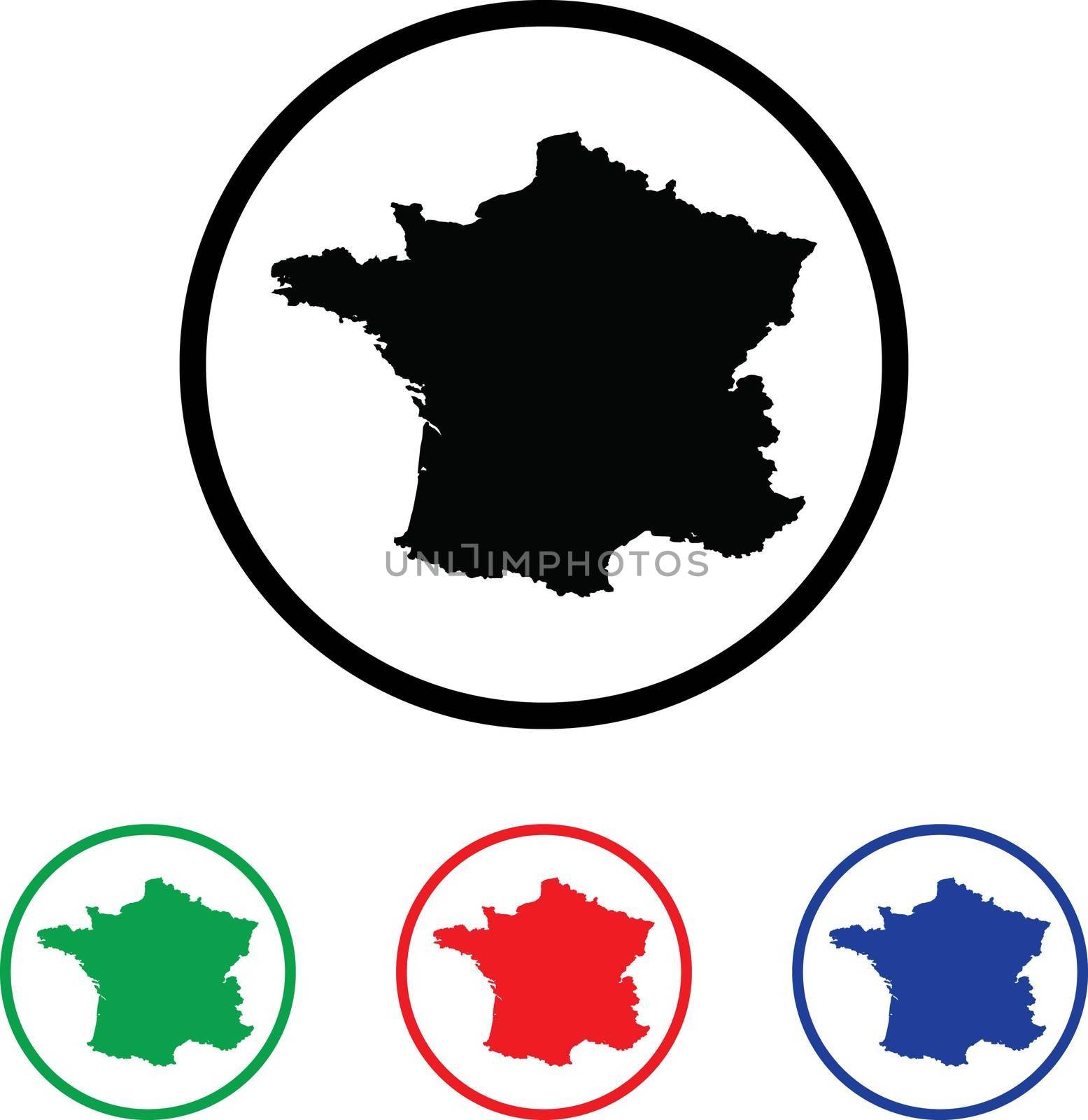 France Icon Illustration with Four Color Variations