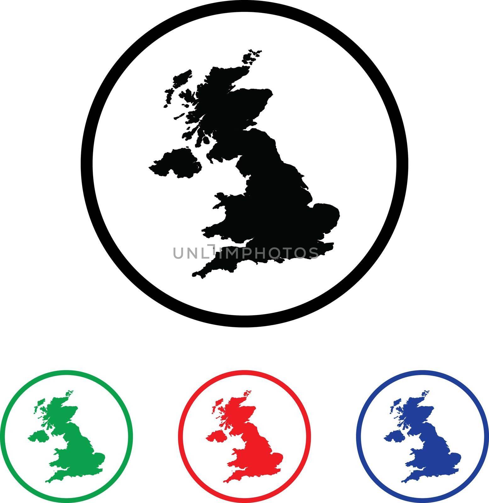 United Kingdom Icon Illustration with Four Color Variations