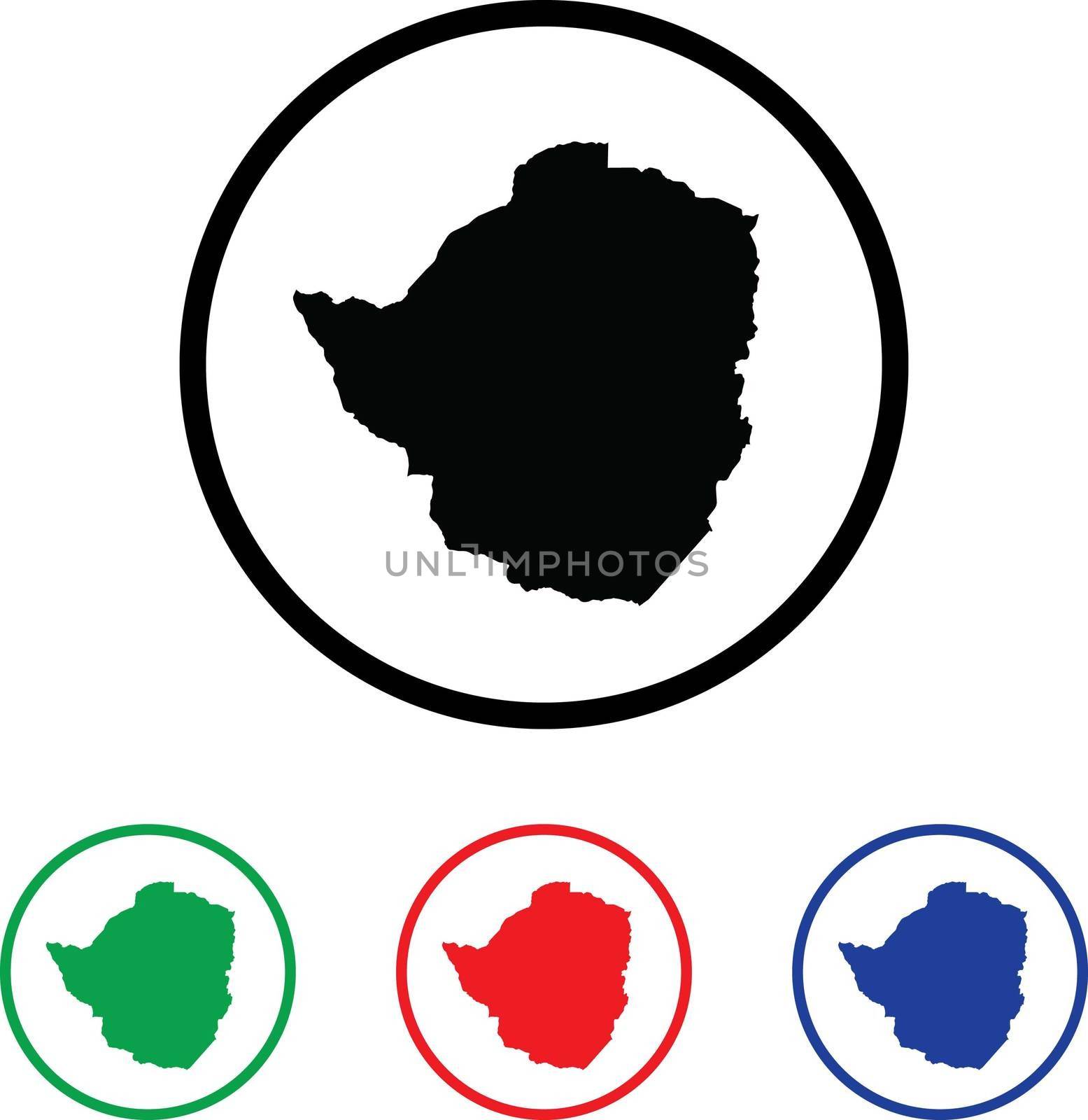 Zimbabwe Icon Illustration with Four Color Variations