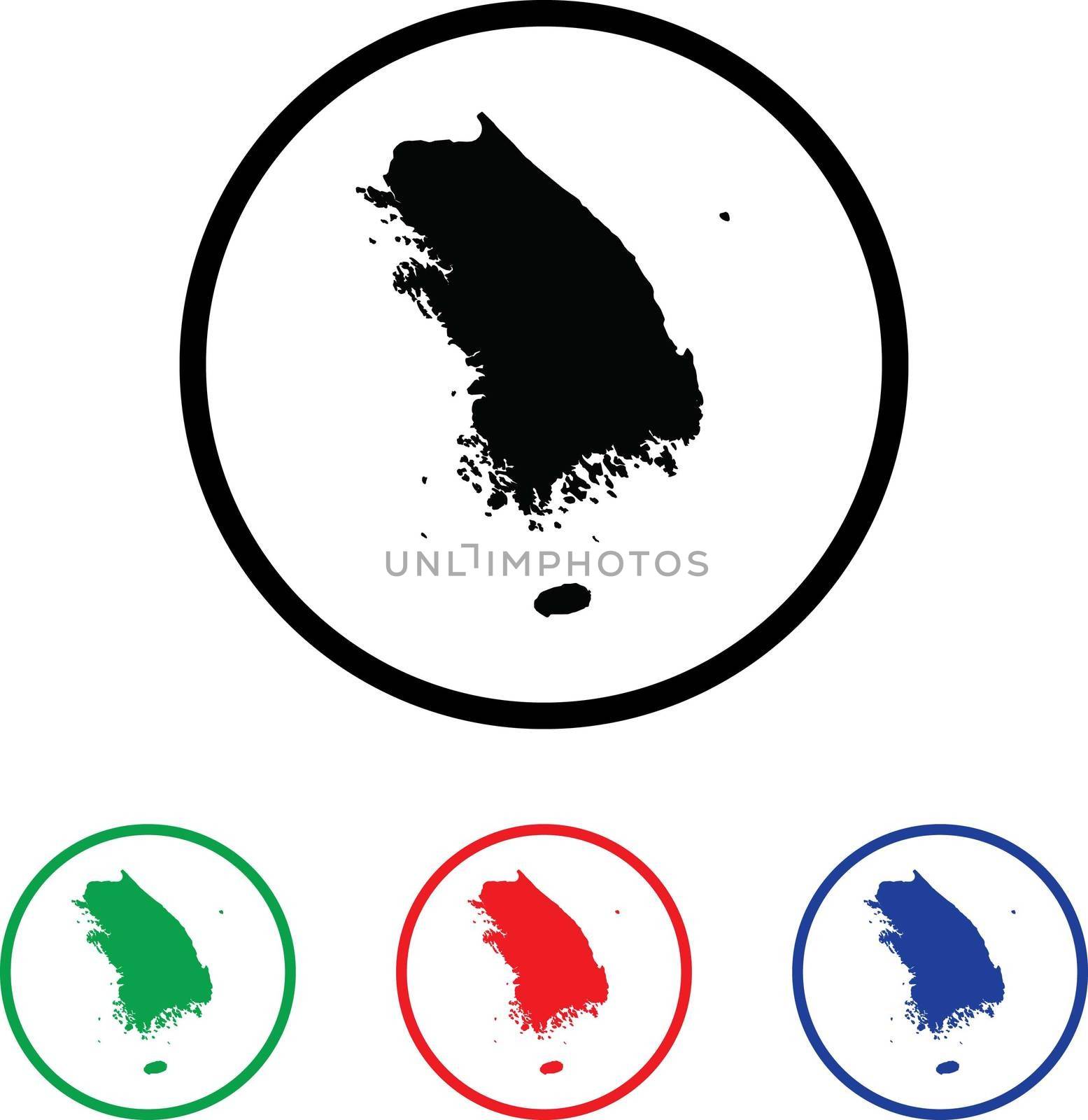 South Korea Icon Illustration with Four Color Variations