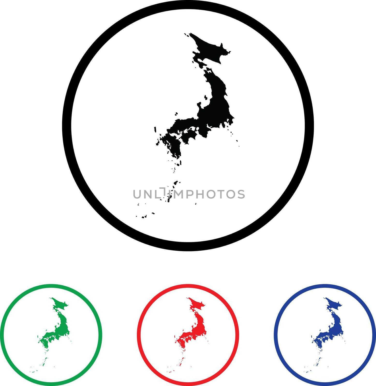 Japan Icon Illustration with Four Color Variations