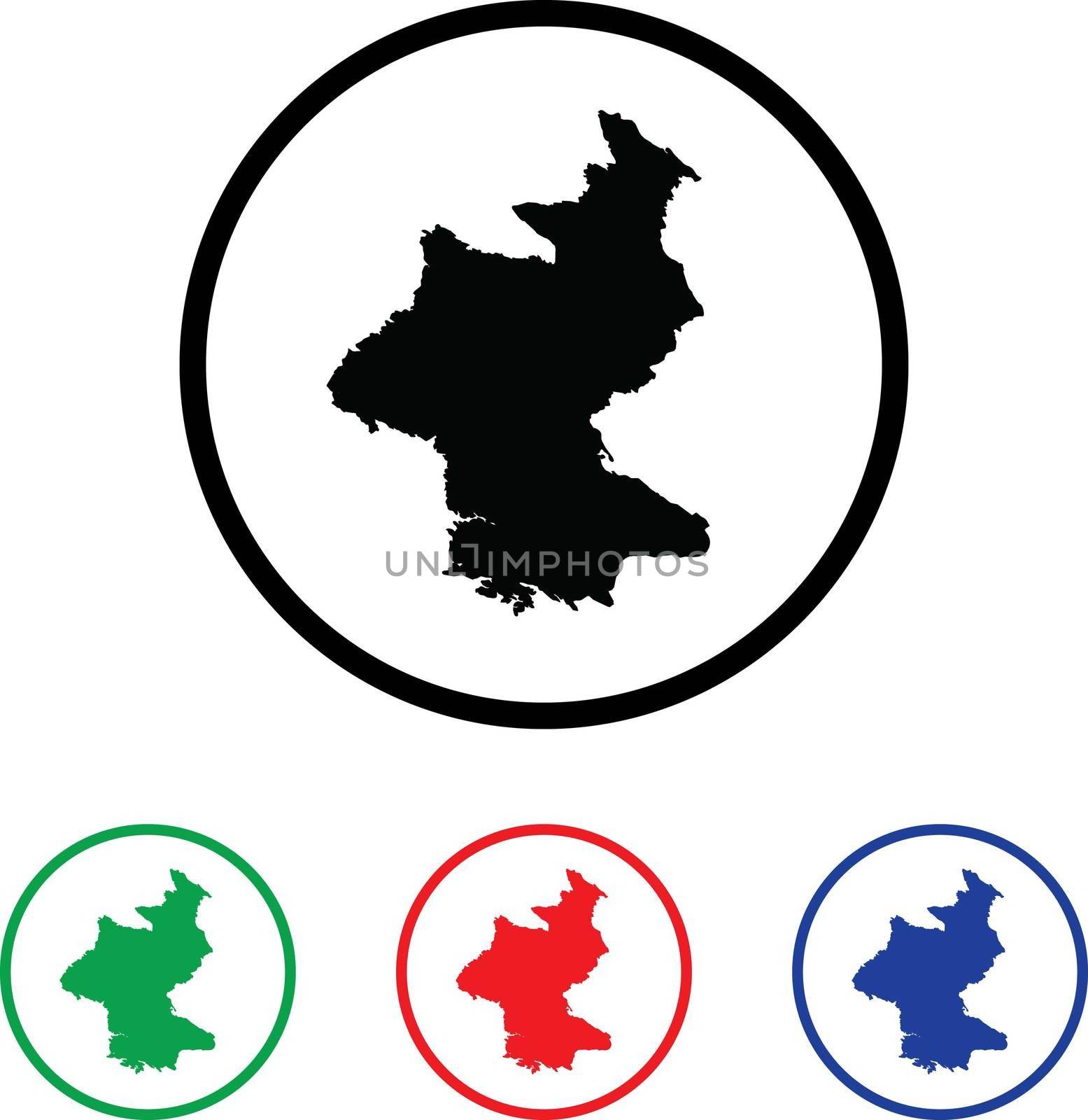 North Korea Icon Illustration with Four Color Variations