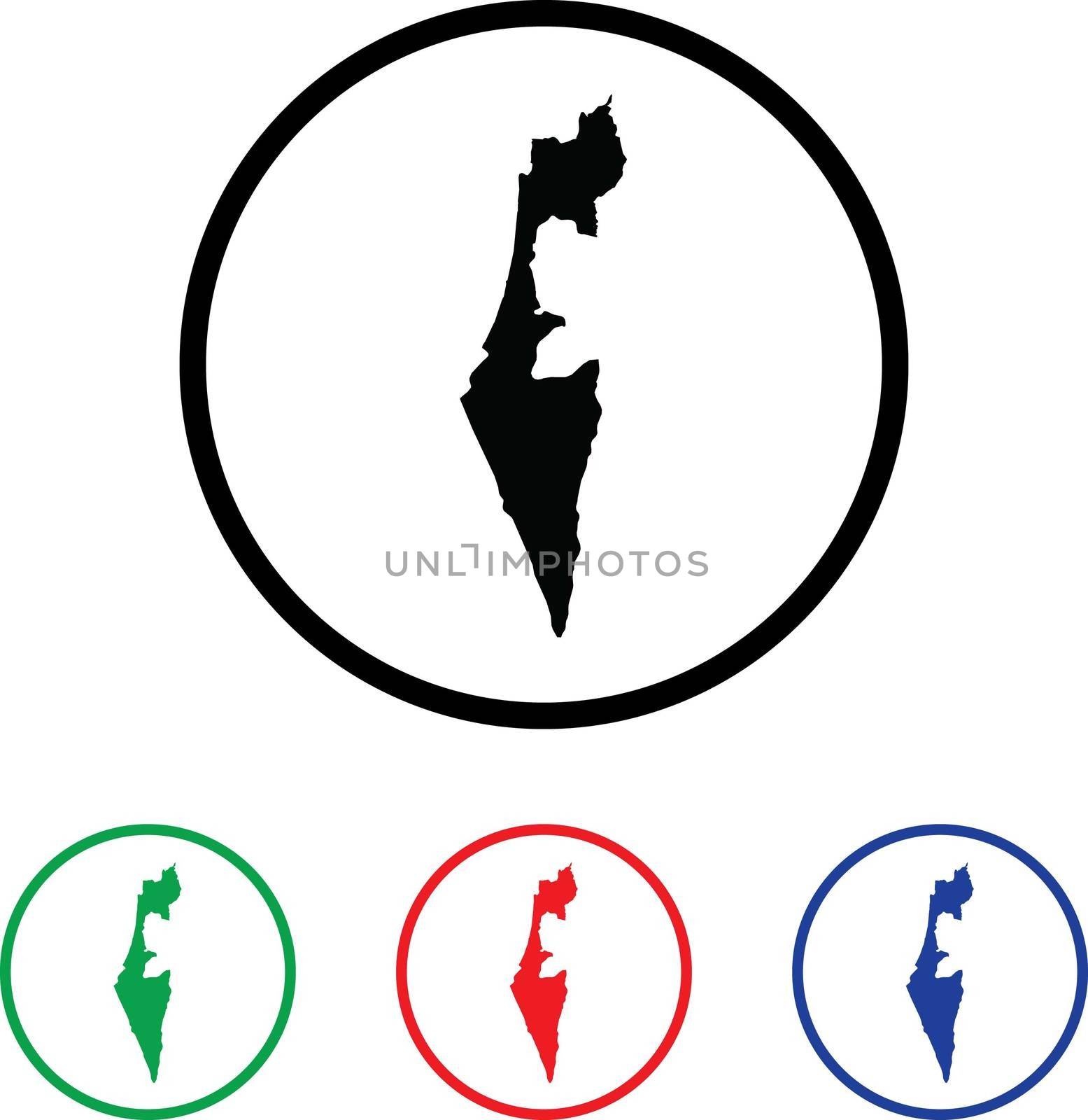 Israel Icon Illustration with Four Color Variations