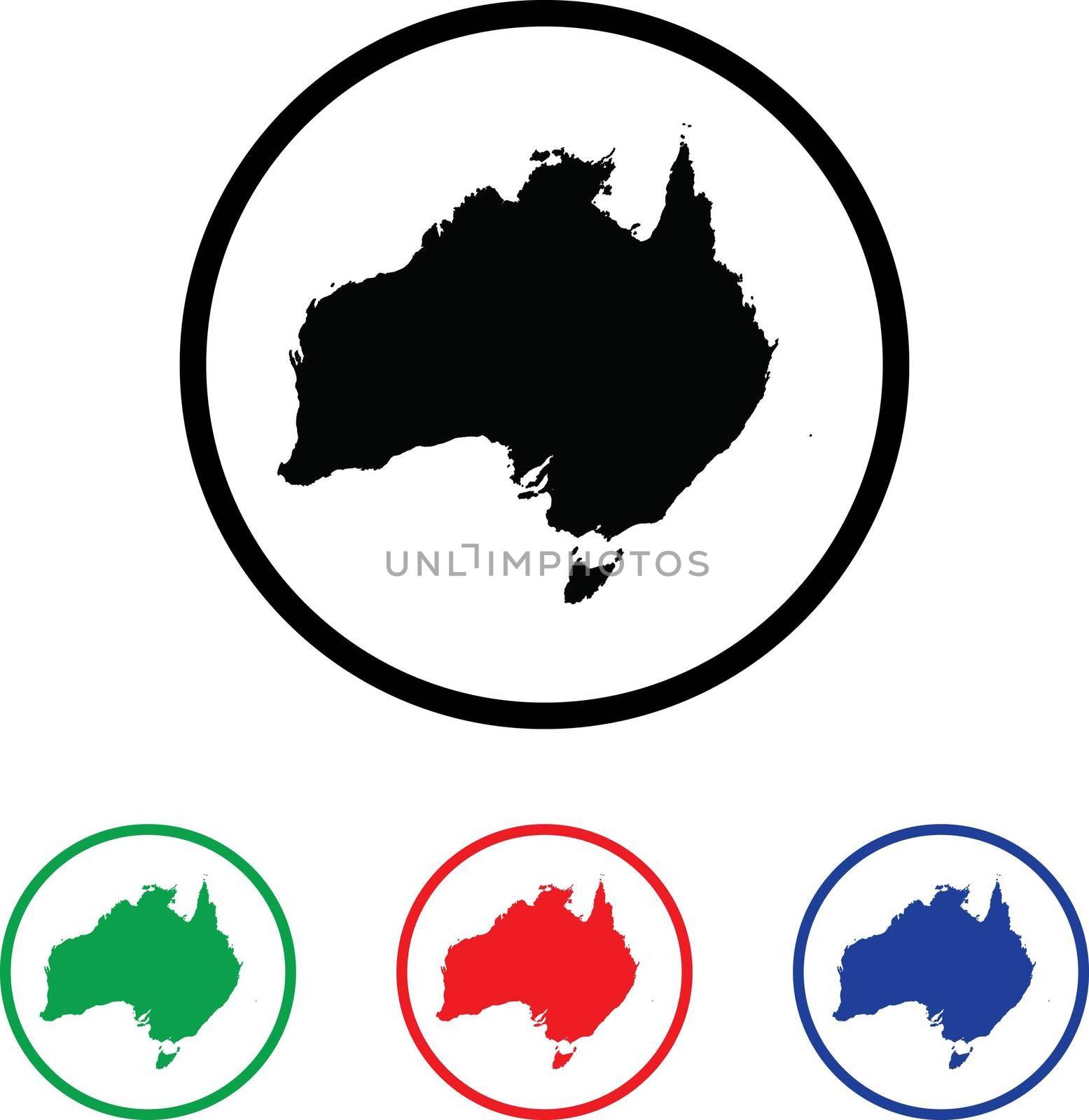 Australia Icon Illustration with Four Color Variations