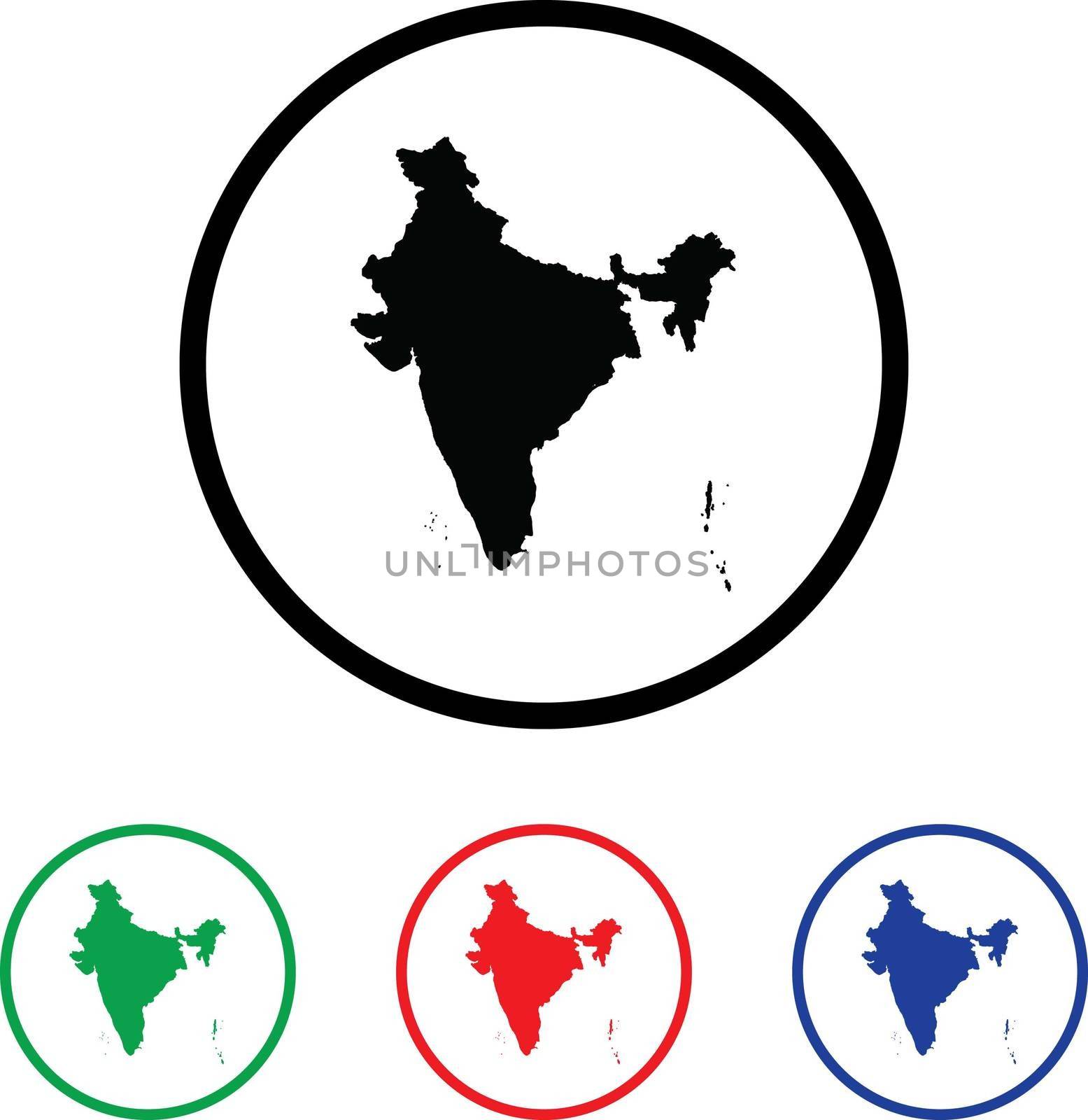 India Icon Illustration with Four Color Variations