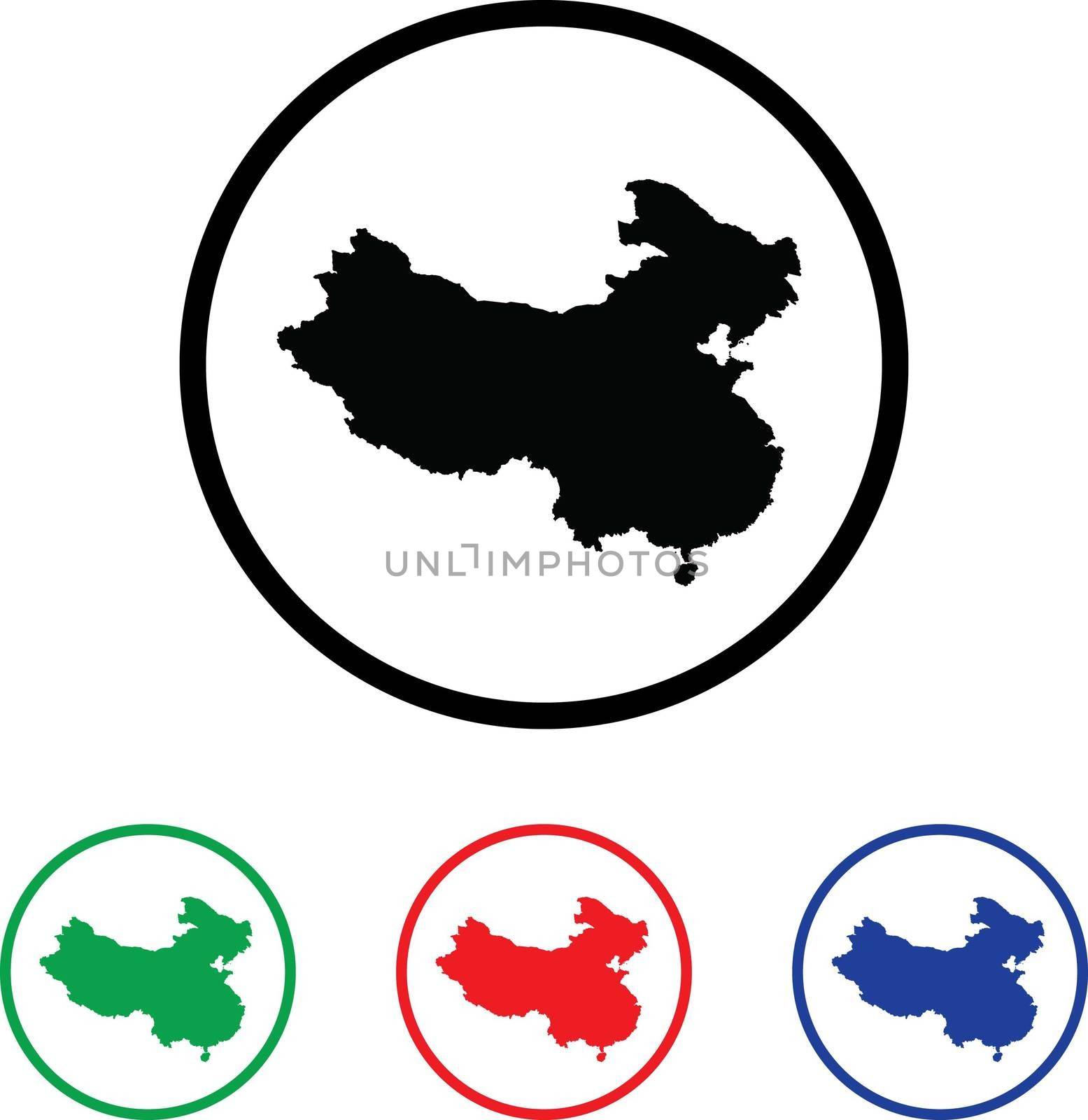 China Icon Illustration with Four Color Variations