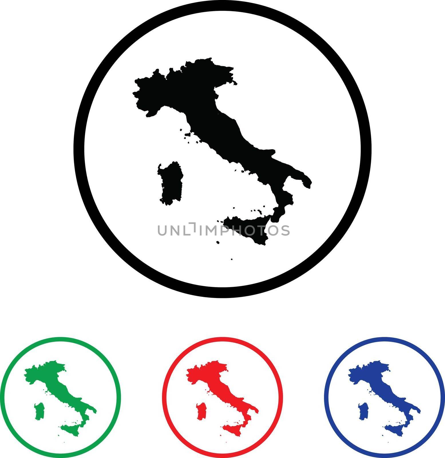 Italy Icon Illustration with Four Color Variations