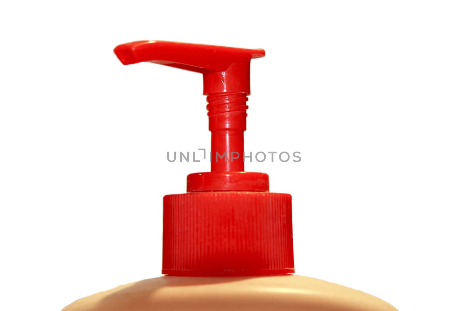 Plastic bottle of cleaning product on the white background