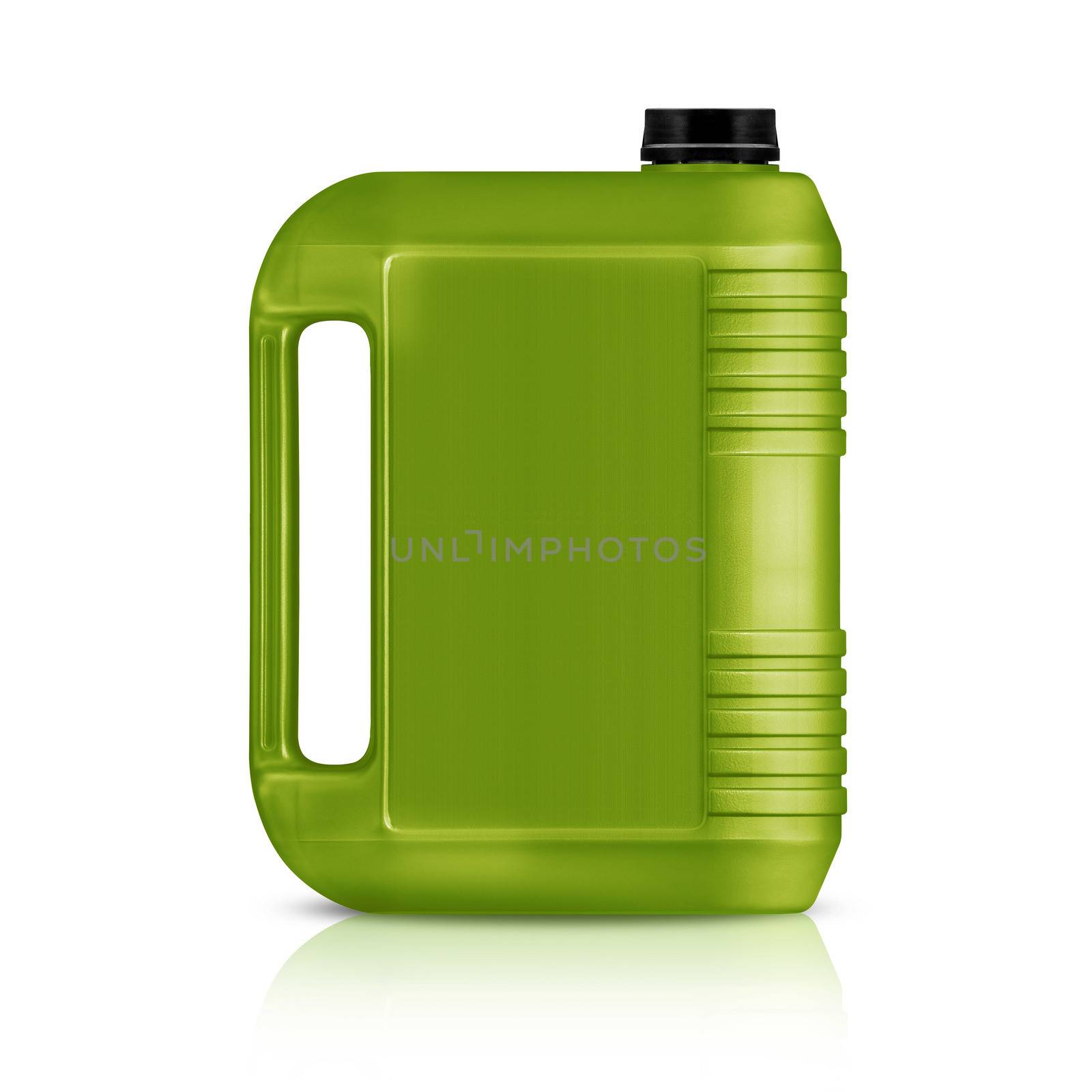 Green plastic gallon, jerry can isolated on a white background. (with clipping work path)