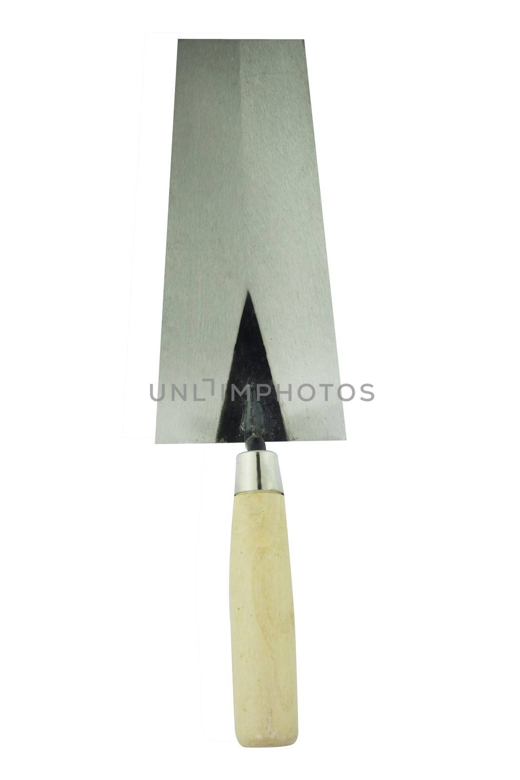 perspective of isolated of lute trowel tool for construction mason (clipping work path included).