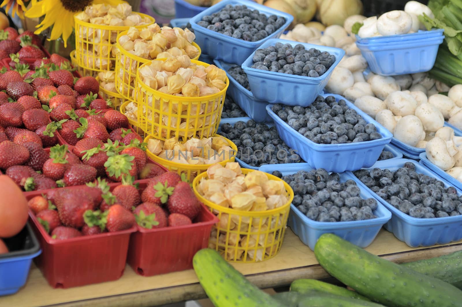 fruit and vegetable market in summer