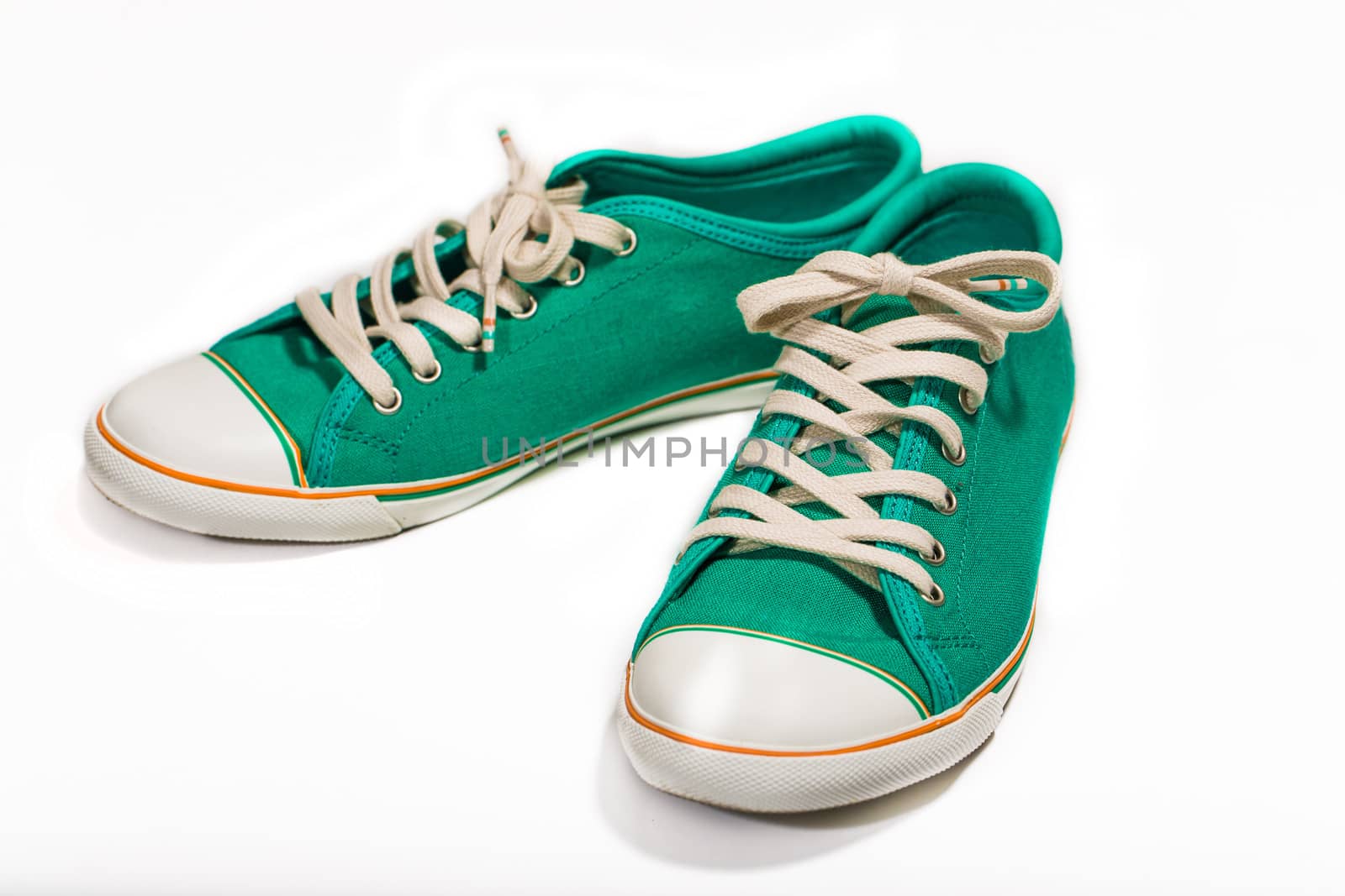 vintage green shoes on white background