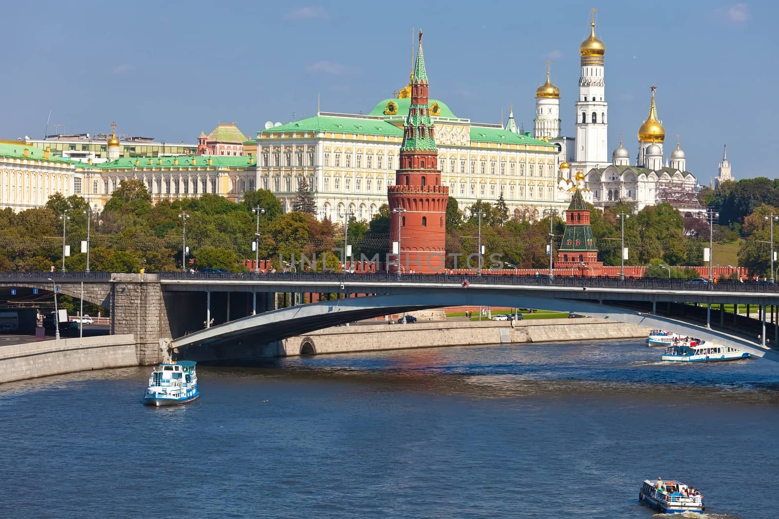 Beautiful view of  Moscow Kremlin and Moskva river, Russia