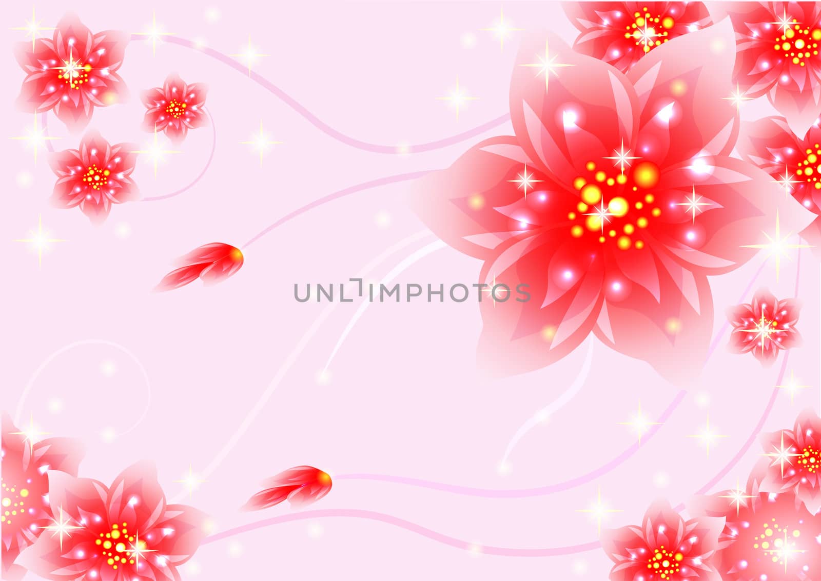 vtropical summer flower,mirror effect vector pattern background