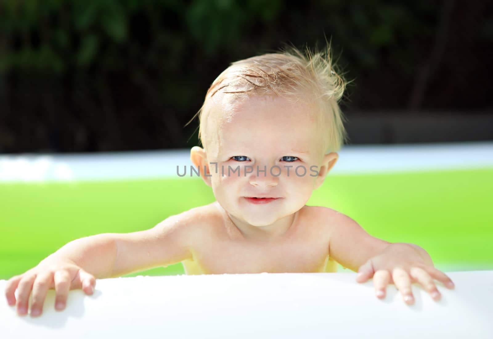 Baby Boy in Pool by sabphoto