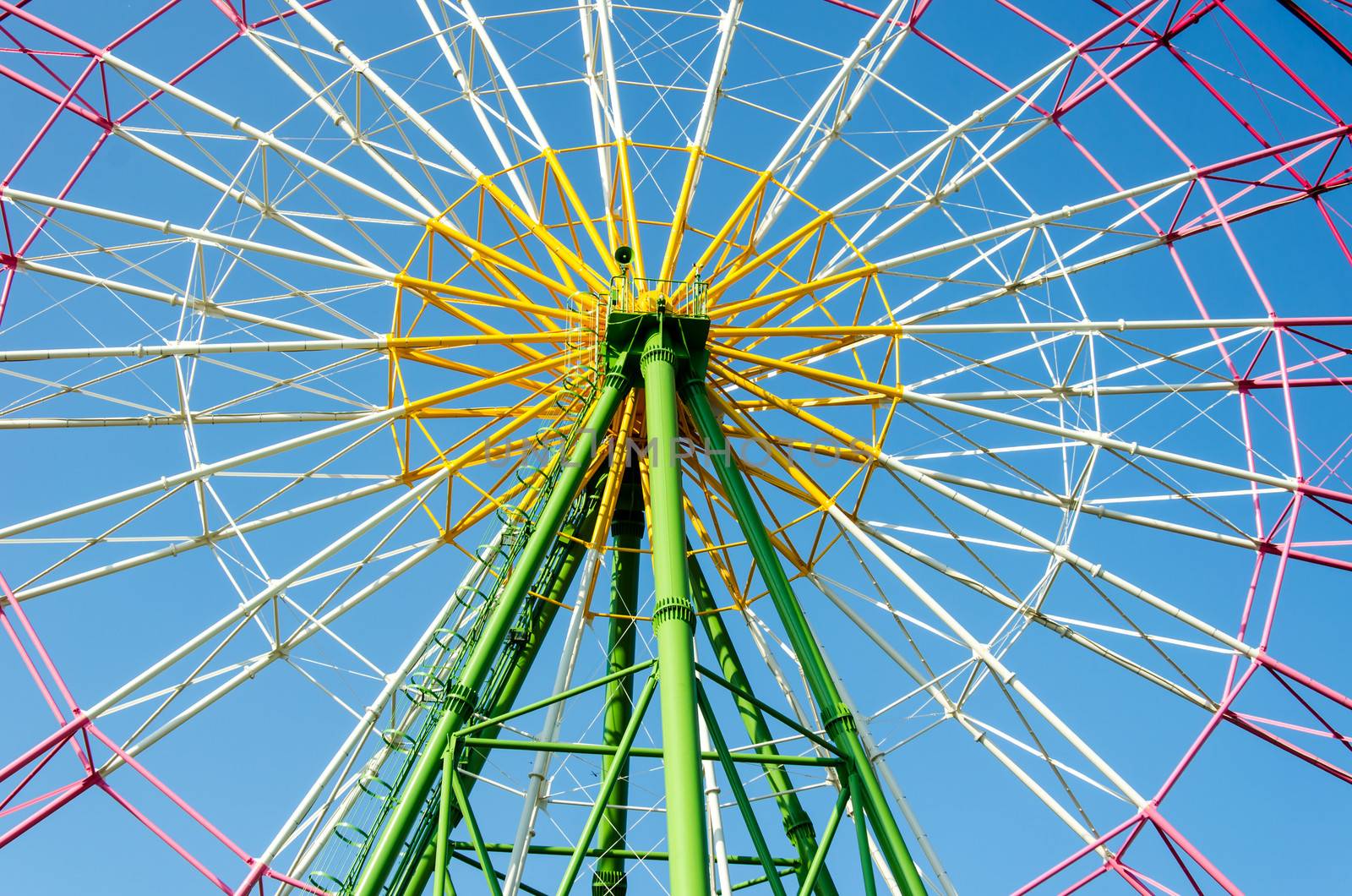 ferris wheel booths with blue sky in japan