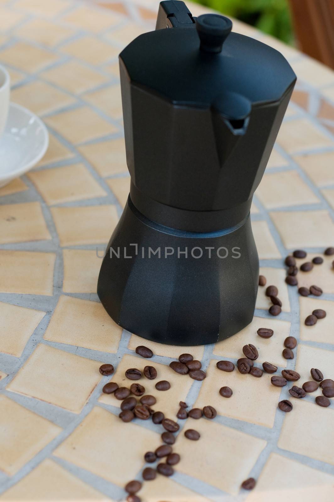 Coffee maker, espresso machine on the table