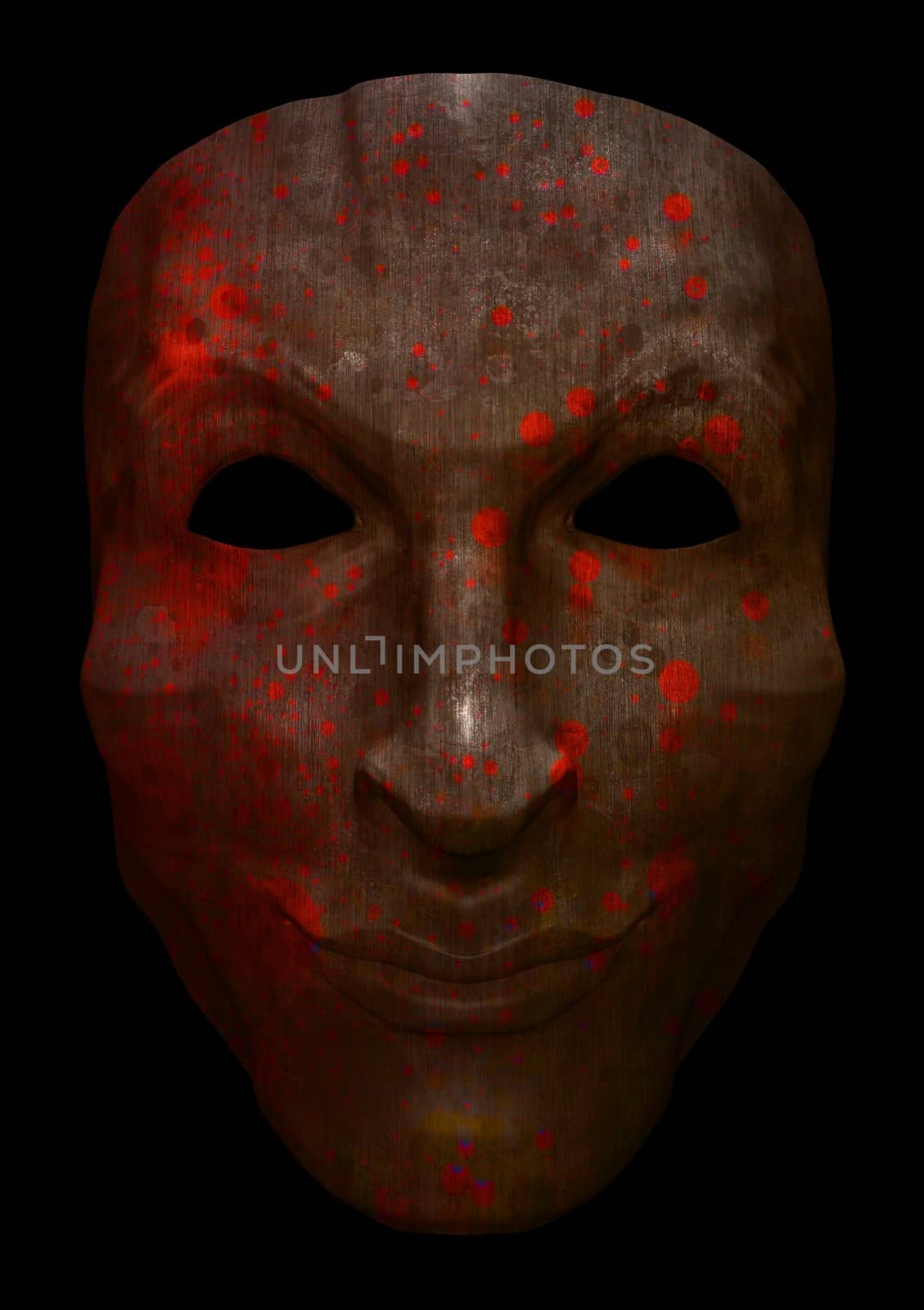 Illustration of a dark abstract blood splattered mask