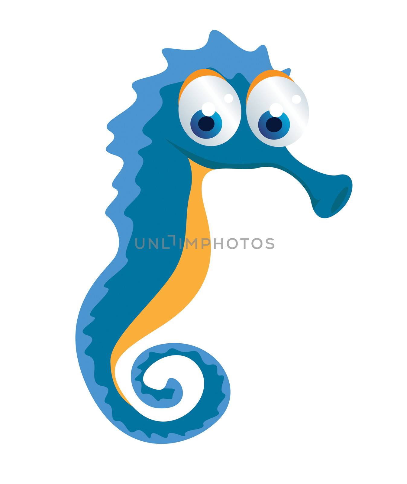 funny blue seahorse cartoon