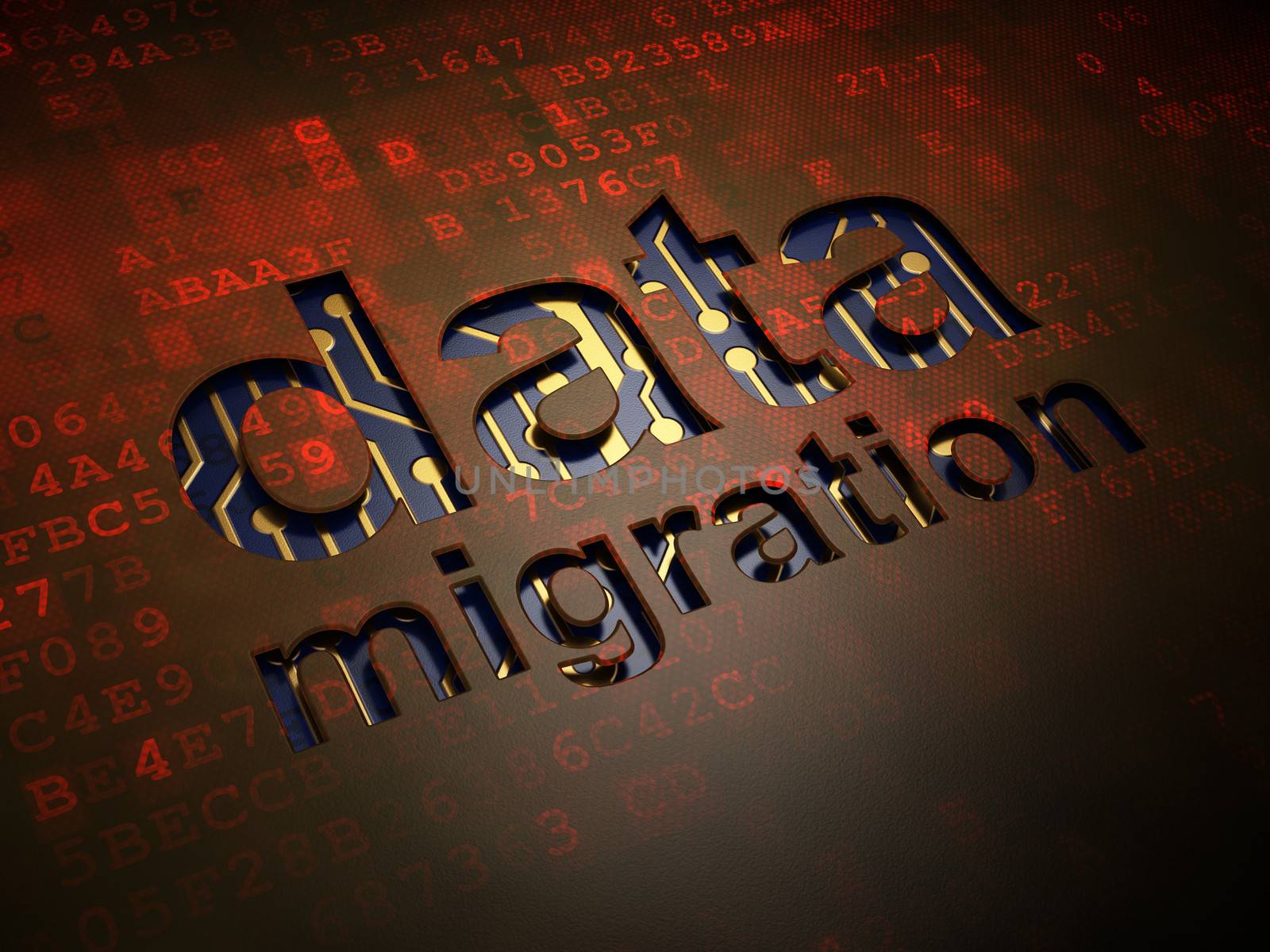 Information concept: Data Migration on digital screen background by maxkabakov