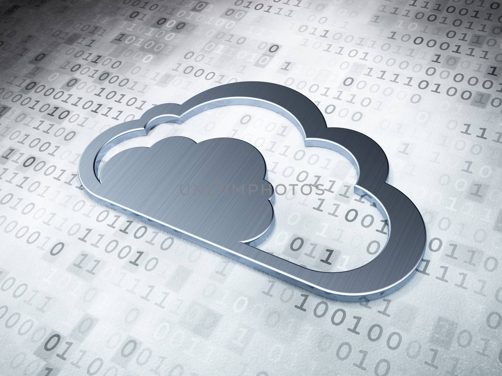 Cloud computing concept: Silver Cloud on digital background by maxkabakov
