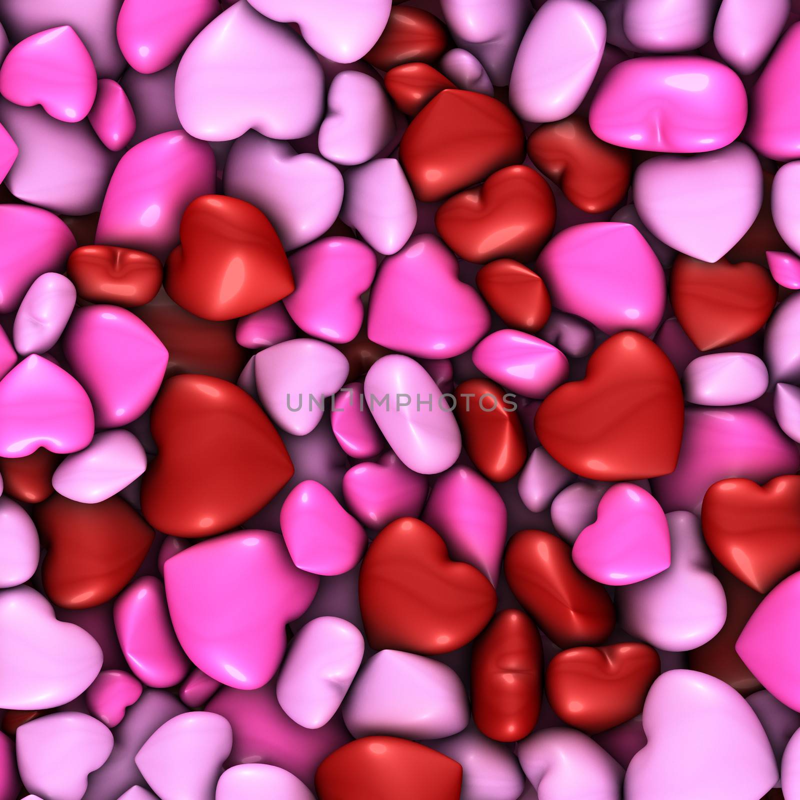 Several stacked hearts of all colors background by ytjo