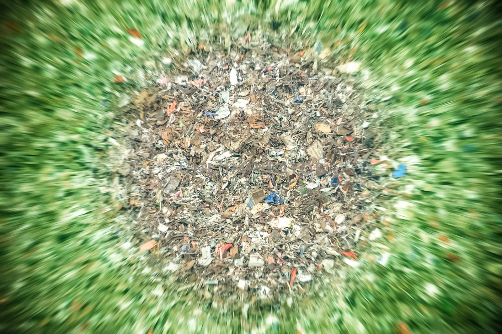 planet earth environmental concept of decomposing landfill garbage - no visible trademarks