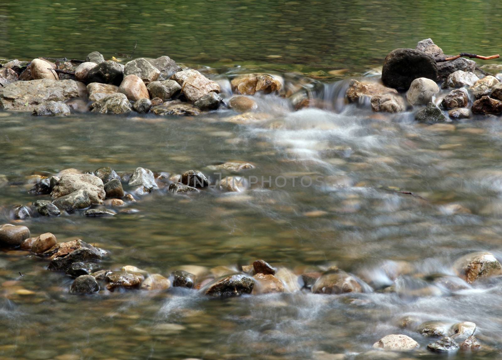 stream water with rocky bottom spring season