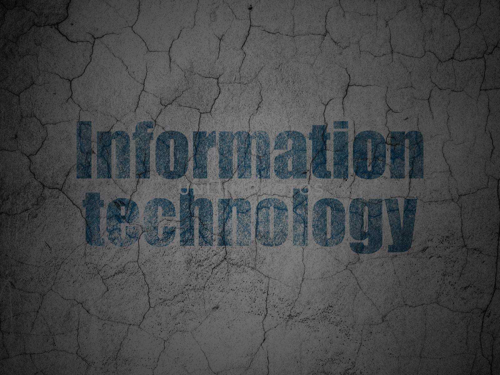Data concept: Information Technology on grunge wall background by maxkabakov