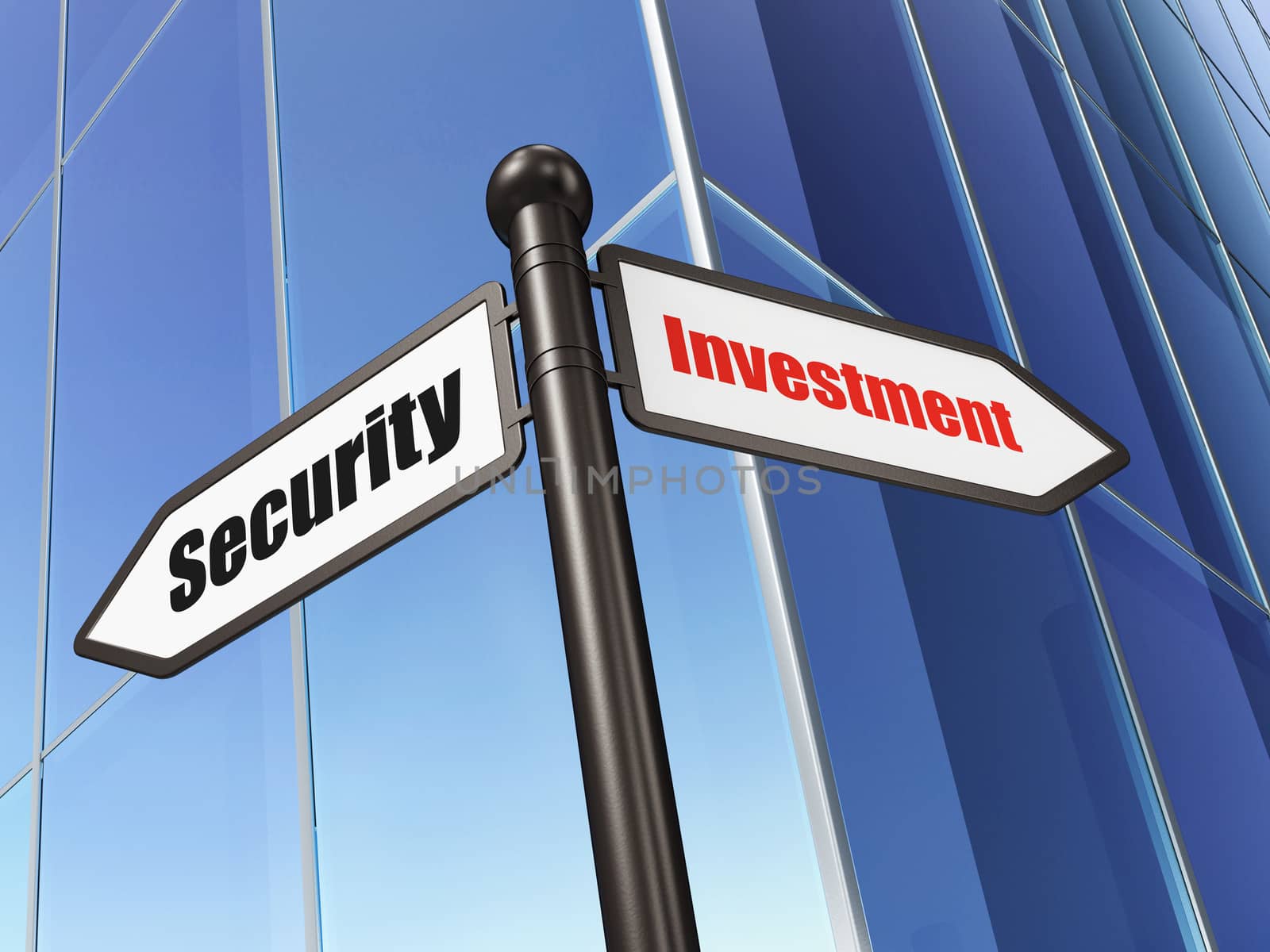 Protection concept: sign Investment Security on Building background by maxkabakov