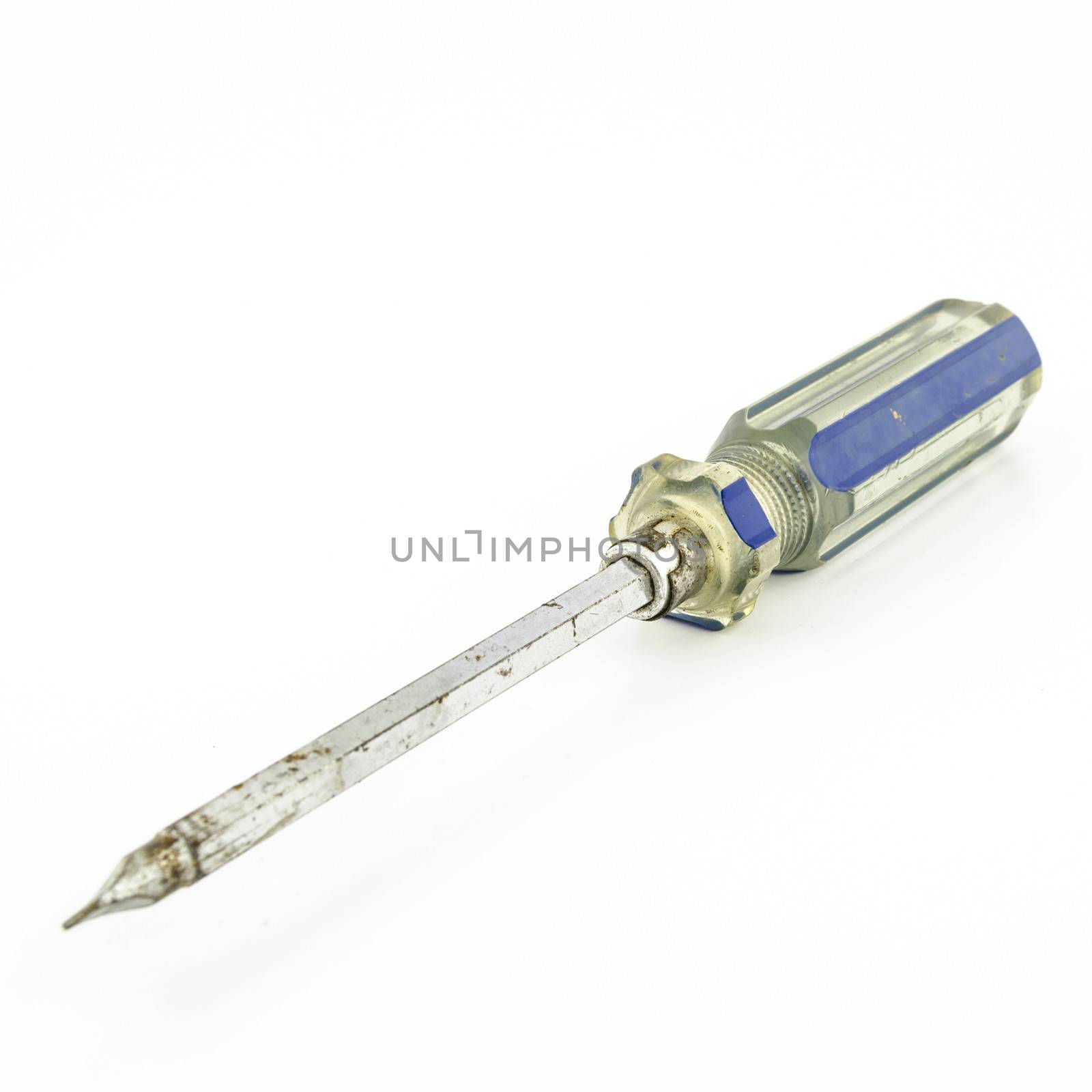 rust blue Screwdriver isolated on white background