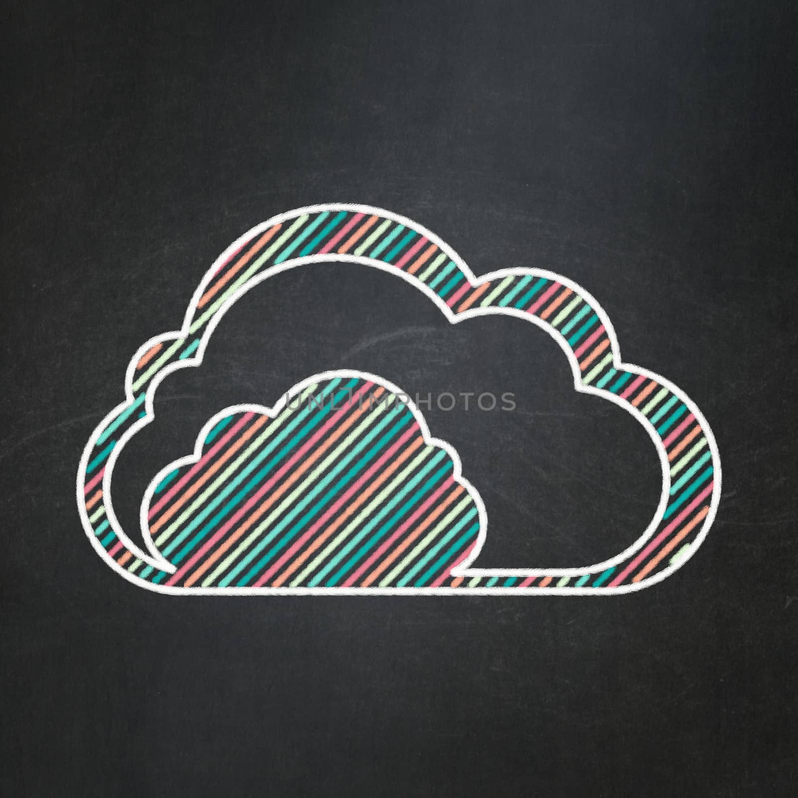 Cloud computing concept: Cloud on chalkboard background by maxkabakov