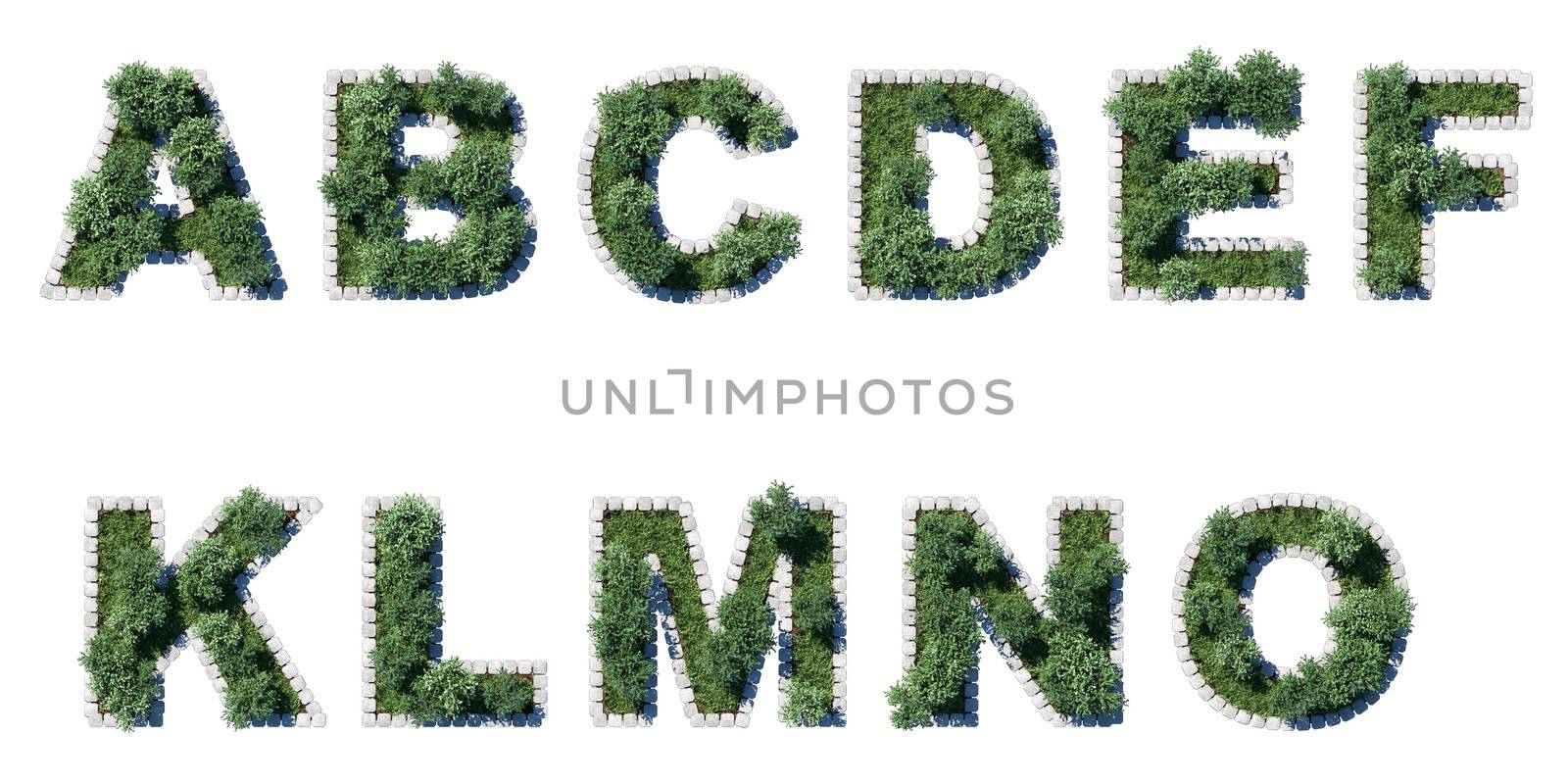 Green park font with grey cubing border. 11 letters