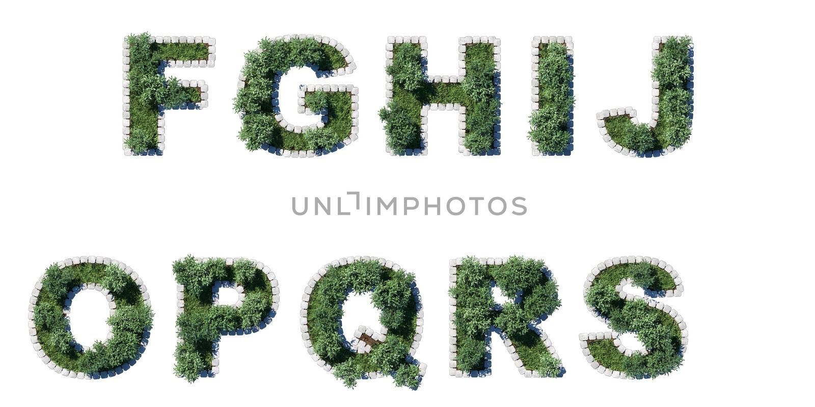 Trees and grass font with grey cubing border by Arsgera