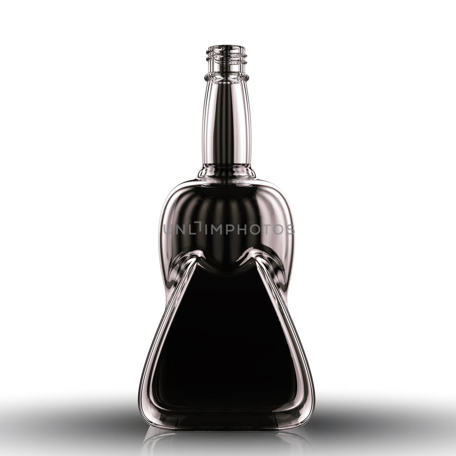 Black Bottle for alcoholic beverages on white by Arsgera