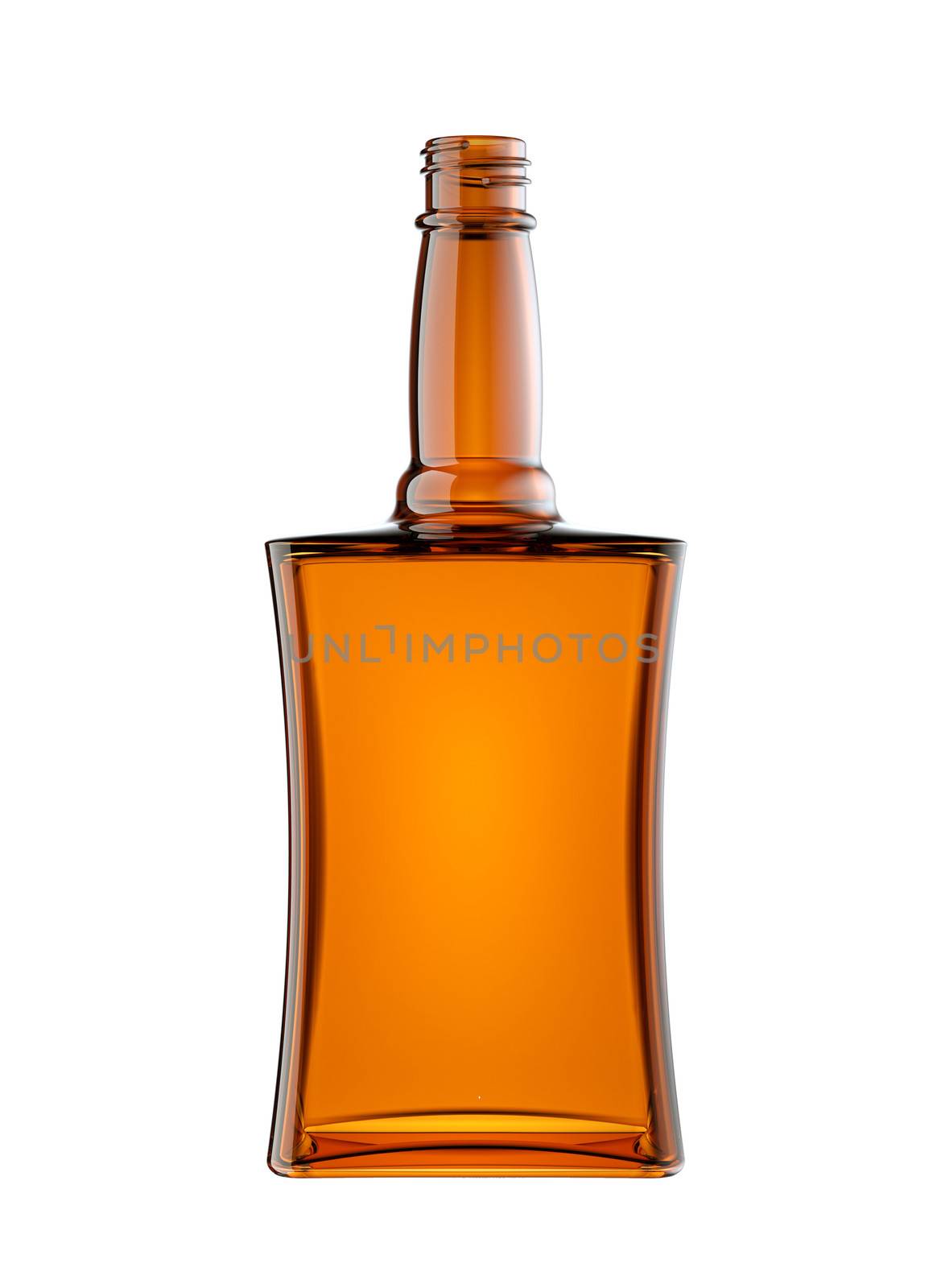 Empty bottle for scotch or brandy isolated on white