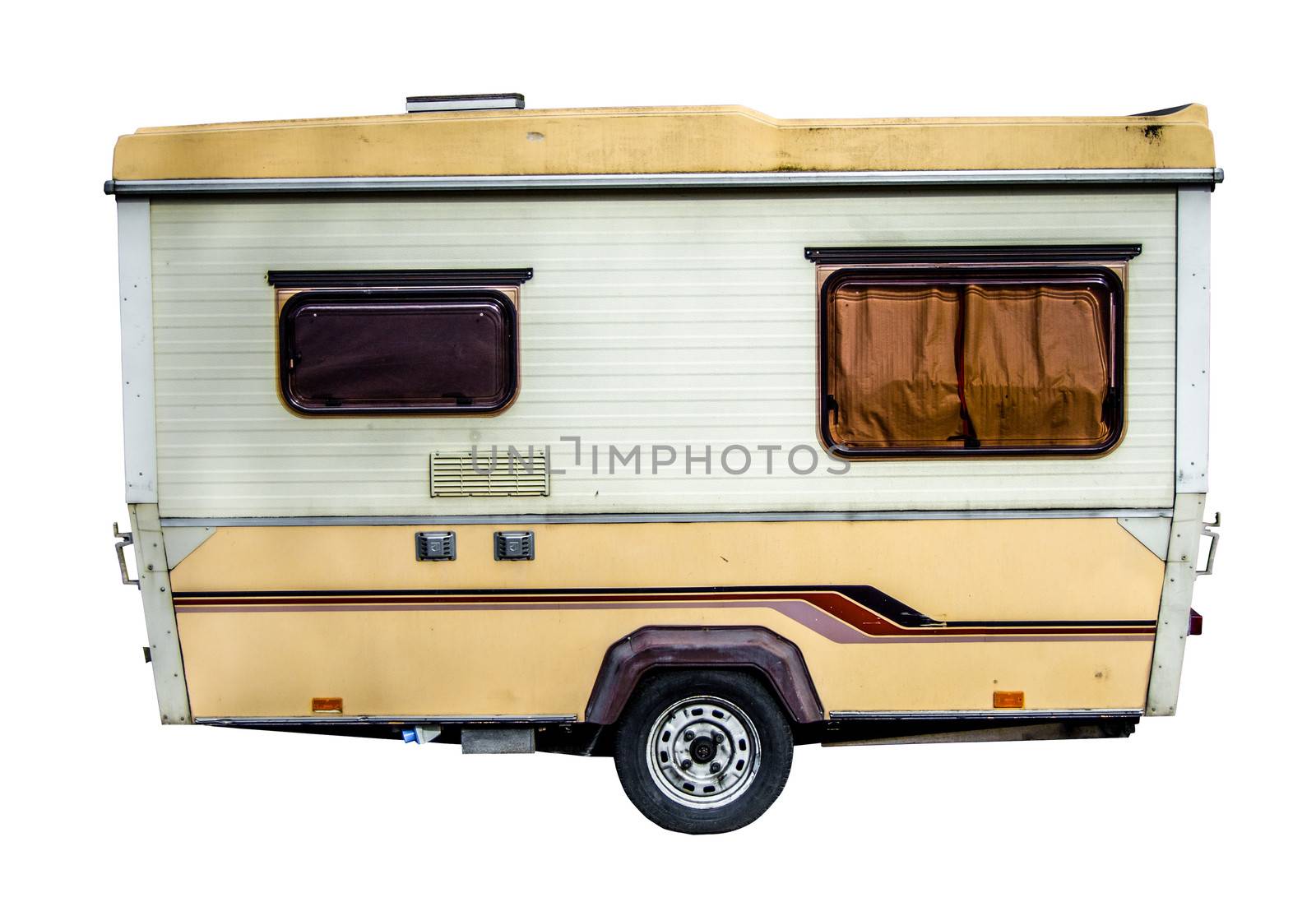 Isolation Of A Retro, Grungy 70s Caravan