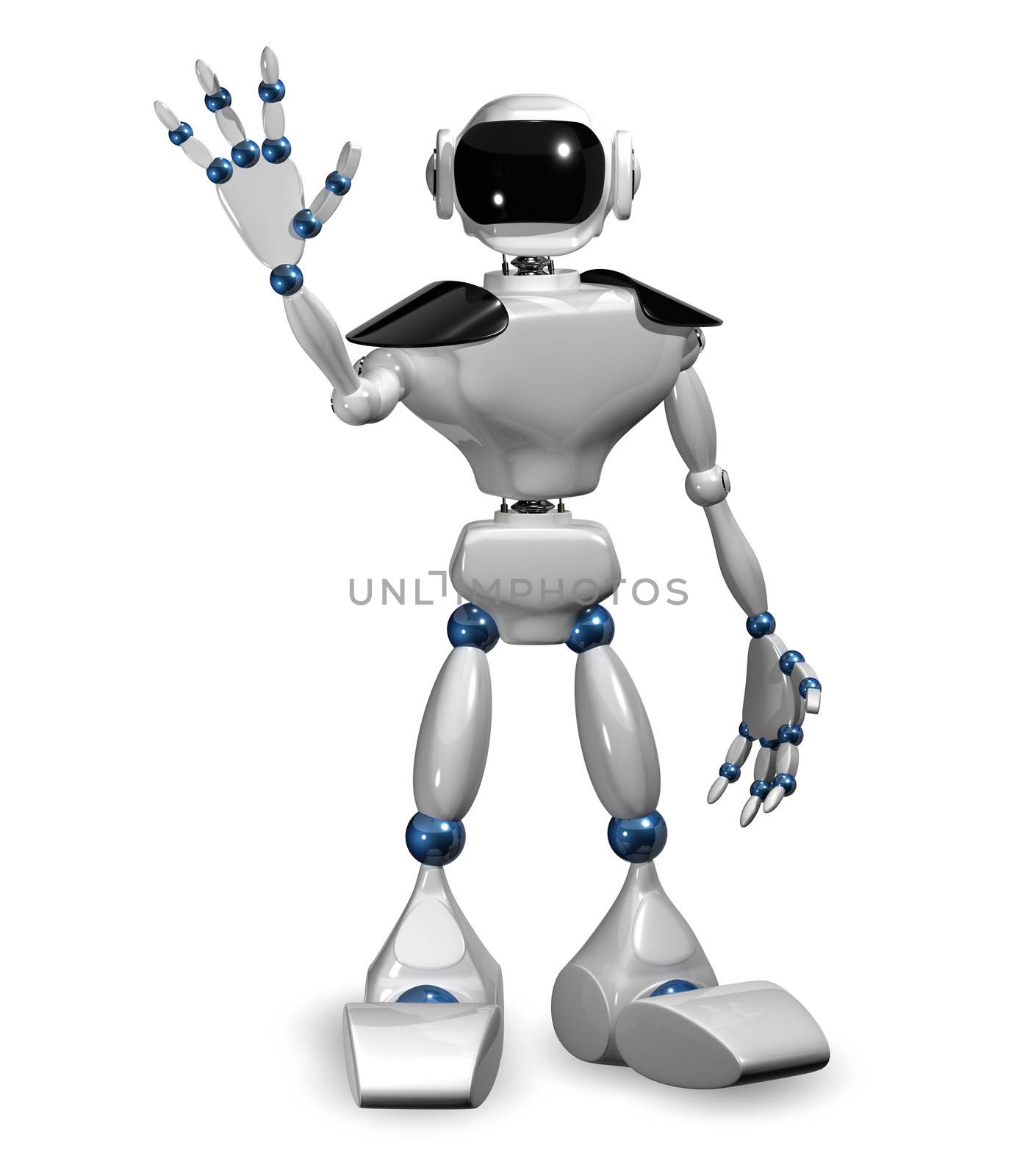 3d illustration of a white robot on white background