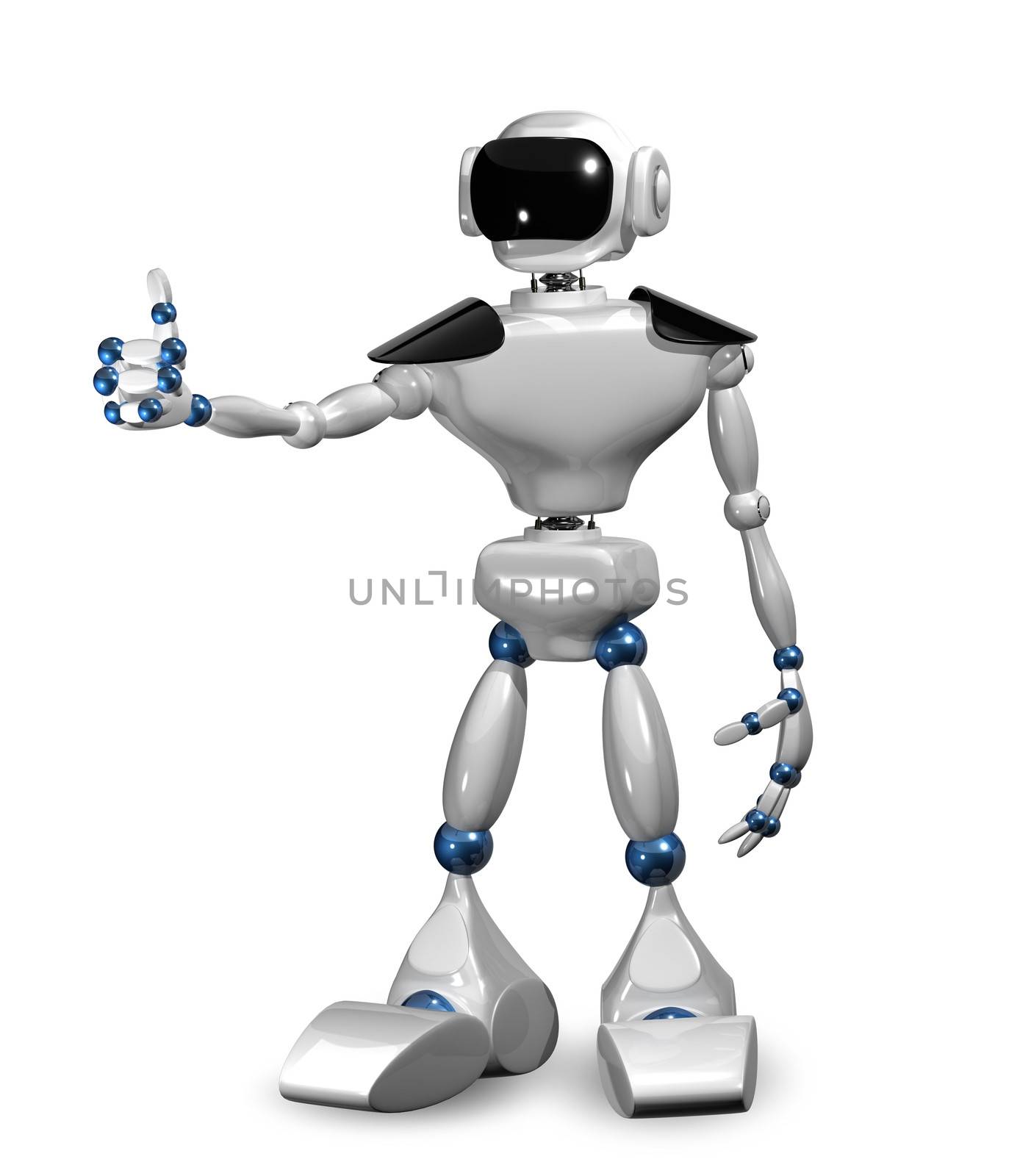 3d illustration of a white robot on white background