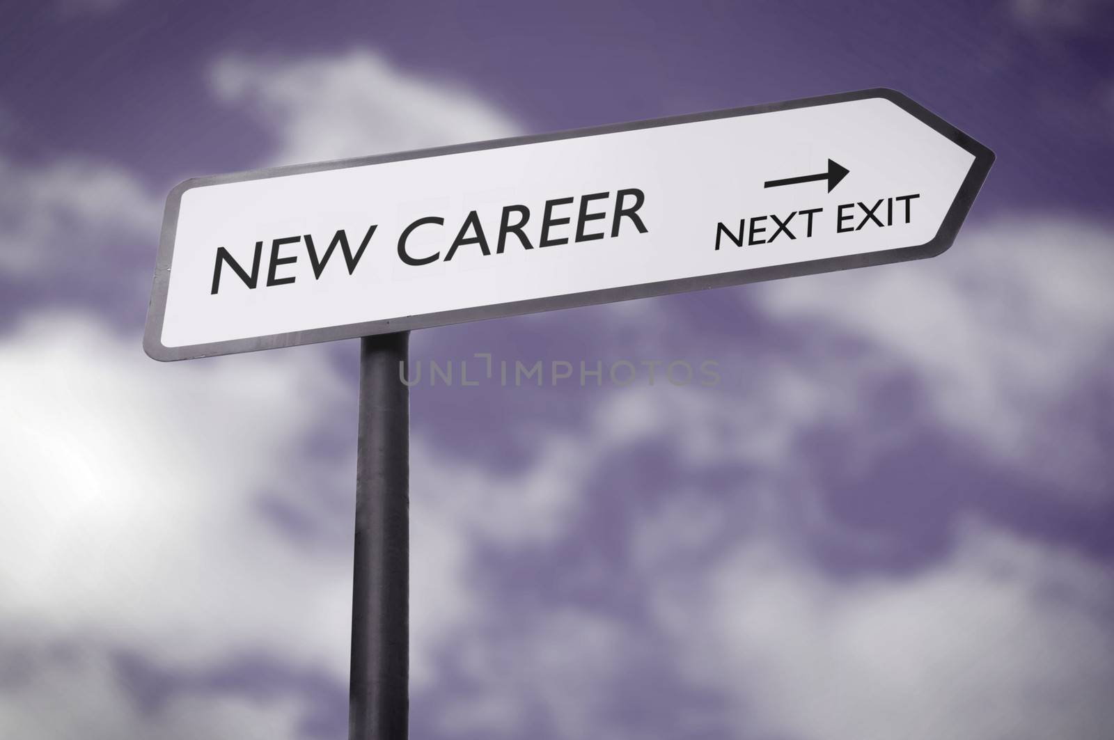 New career road sign pointing towards the next exit