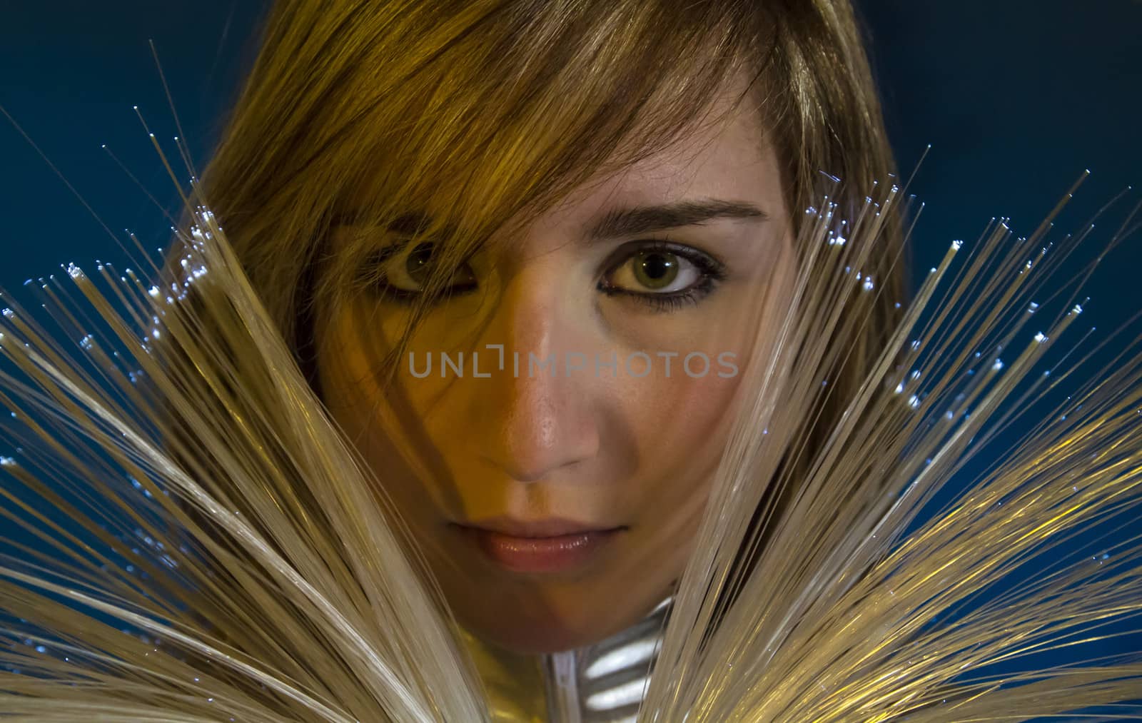 Virtual.Fiber Optic concept, woman with modern lights by FernandoCortes