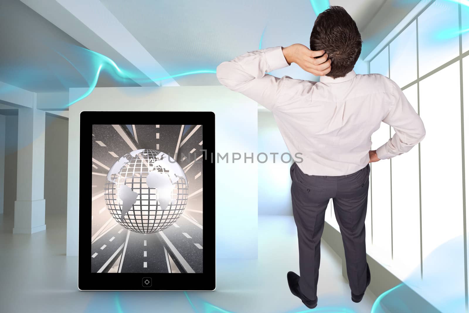 Composite image of thinking businessman scratching head by Wavebreakmedia