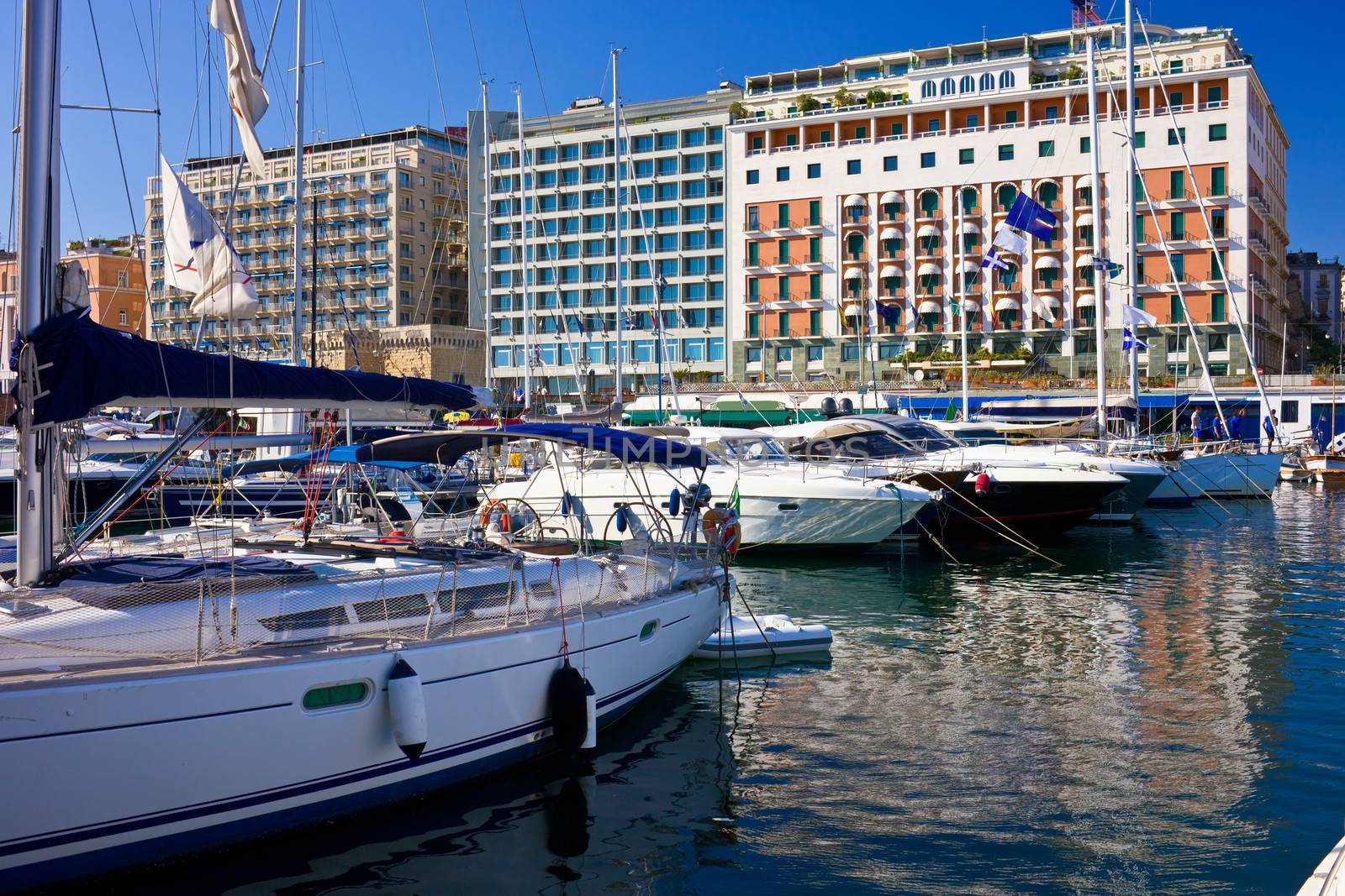 View of a beautiful marina in Mergellina zone, Naples, Italy