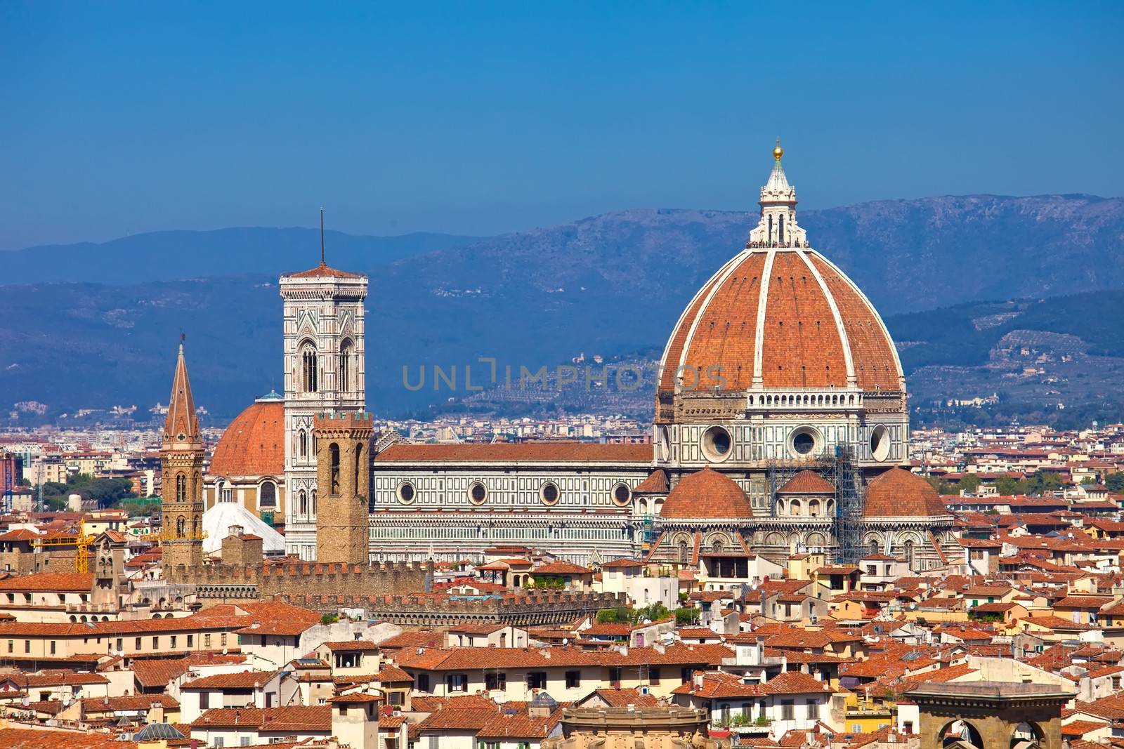 Florence cityscape with Duomo Santa Maria Del Fiore from Piazzale Michelangelo, Italy