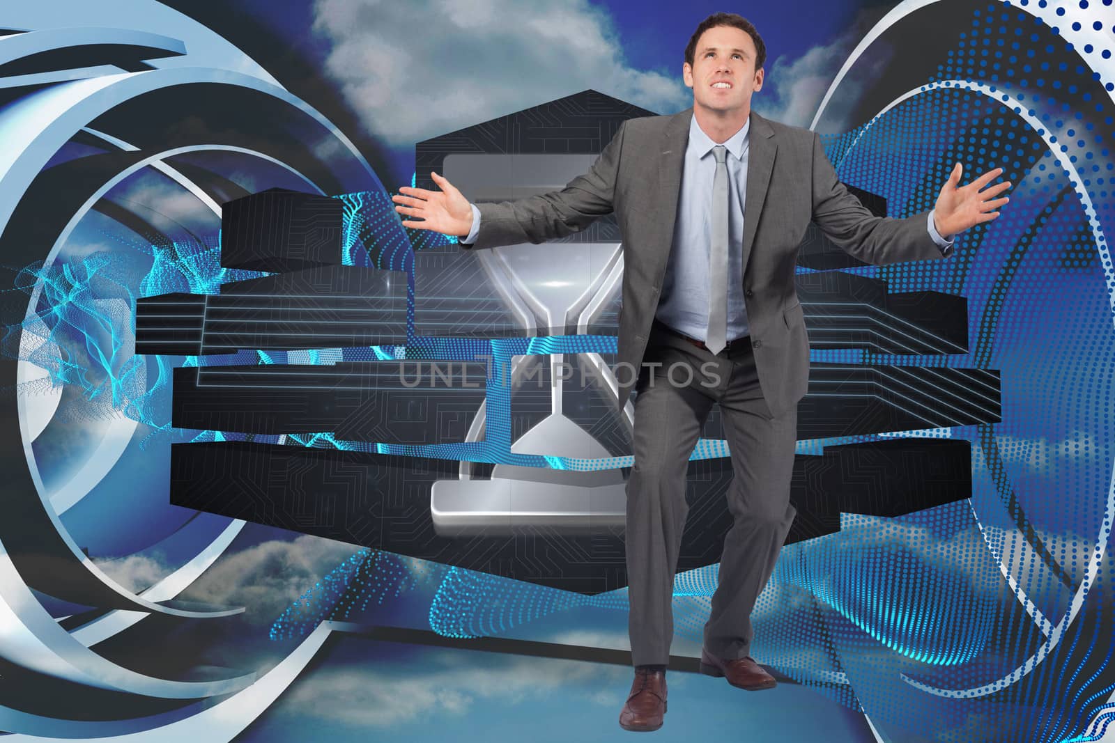 Composite image of businessman standing with arms out by Wavebreakmedia