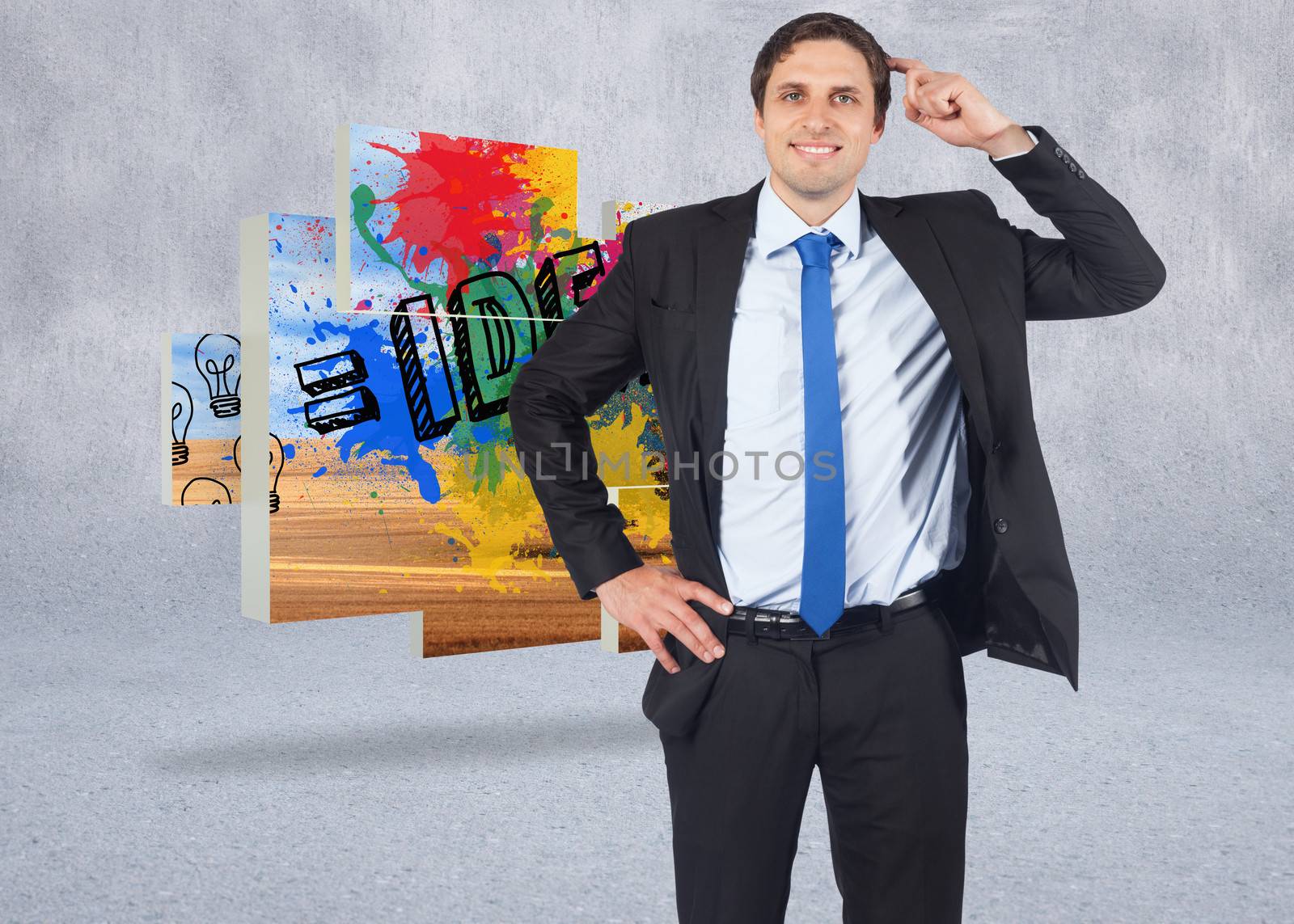 Composite image of thinking businessman scratching head by Wavebreakmedia