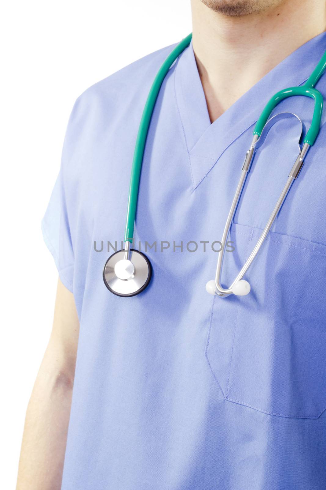 Doctor in uniform with a stethoscope. Medical Practice.