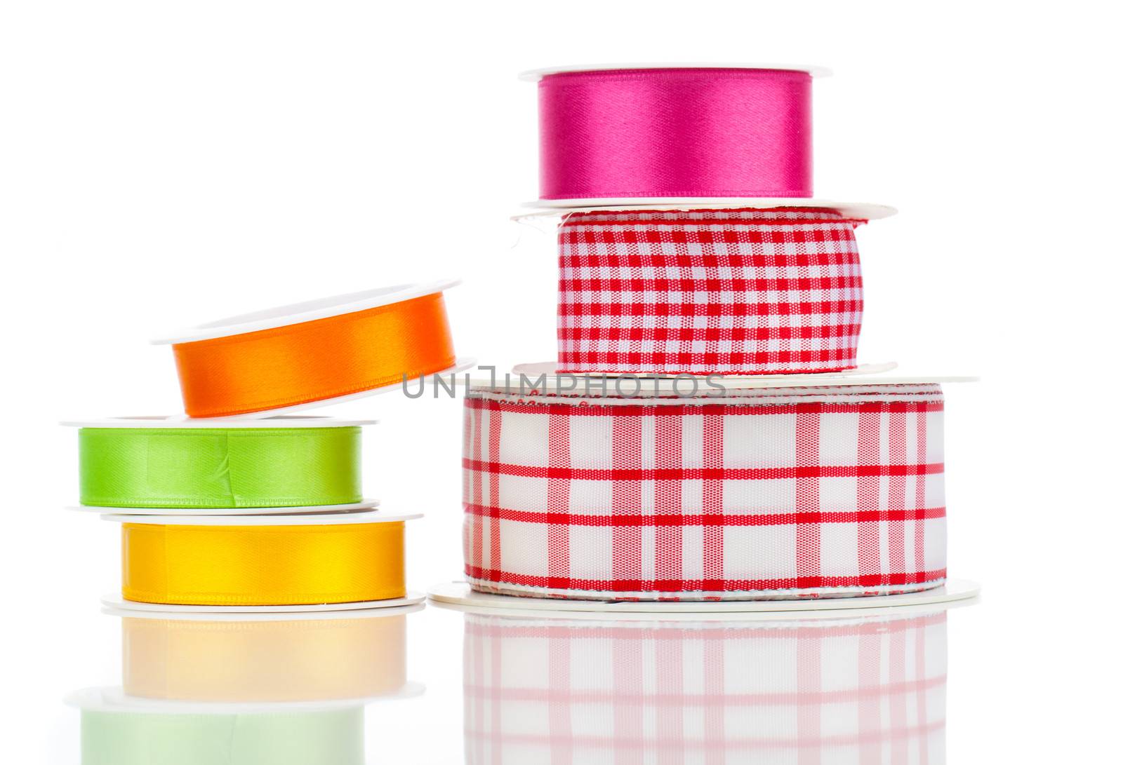 Many bright ribbons isolated on white